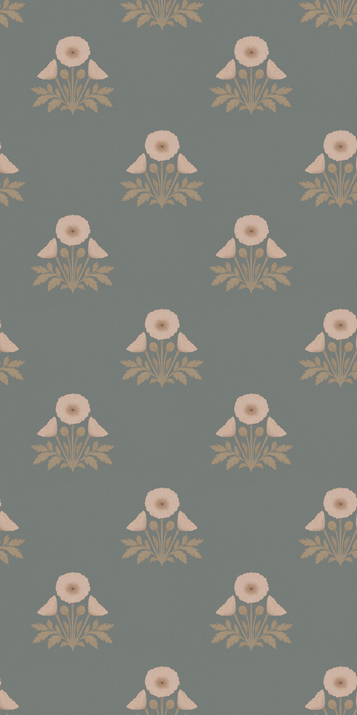 Blooming Poppies Wallpaper in Blue/Cream, image 1
