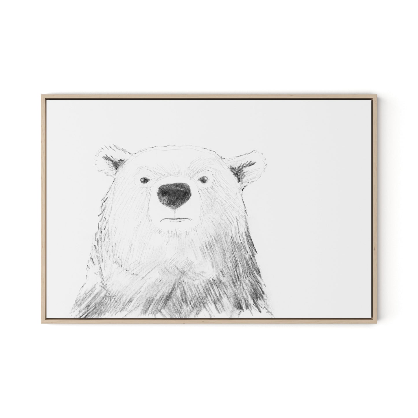 Bear Canvas Floater Framed / 32 x 22 in / Natural Maple