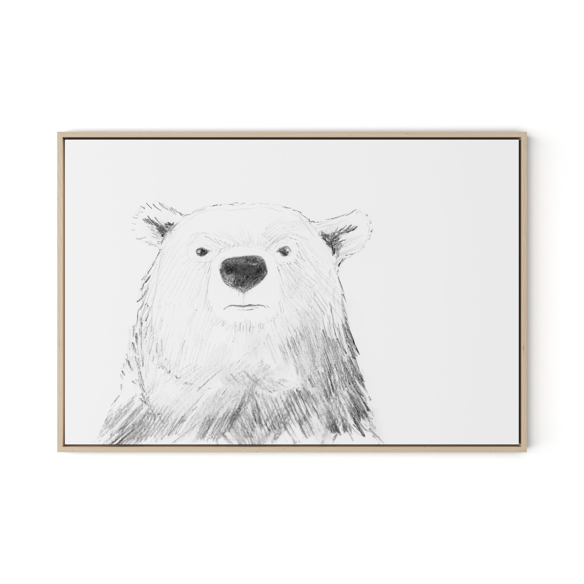 Bear Canvas Floater Framed / 32 x 22 in / Natural Maple