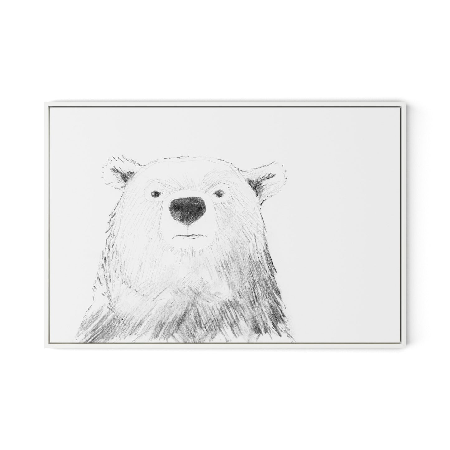Bear Canvas Floater Framed / 32 x 22 in / White