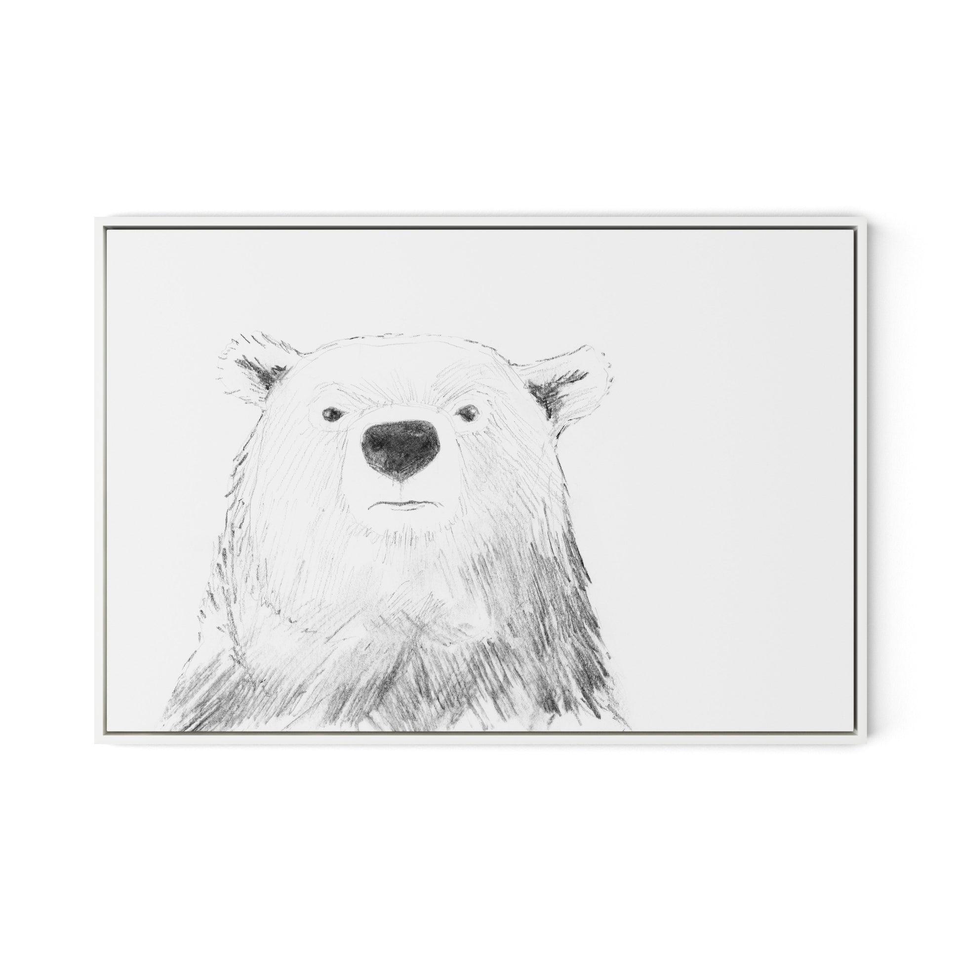 Bear Canvas Floater Framed / 32 x 22 in / White