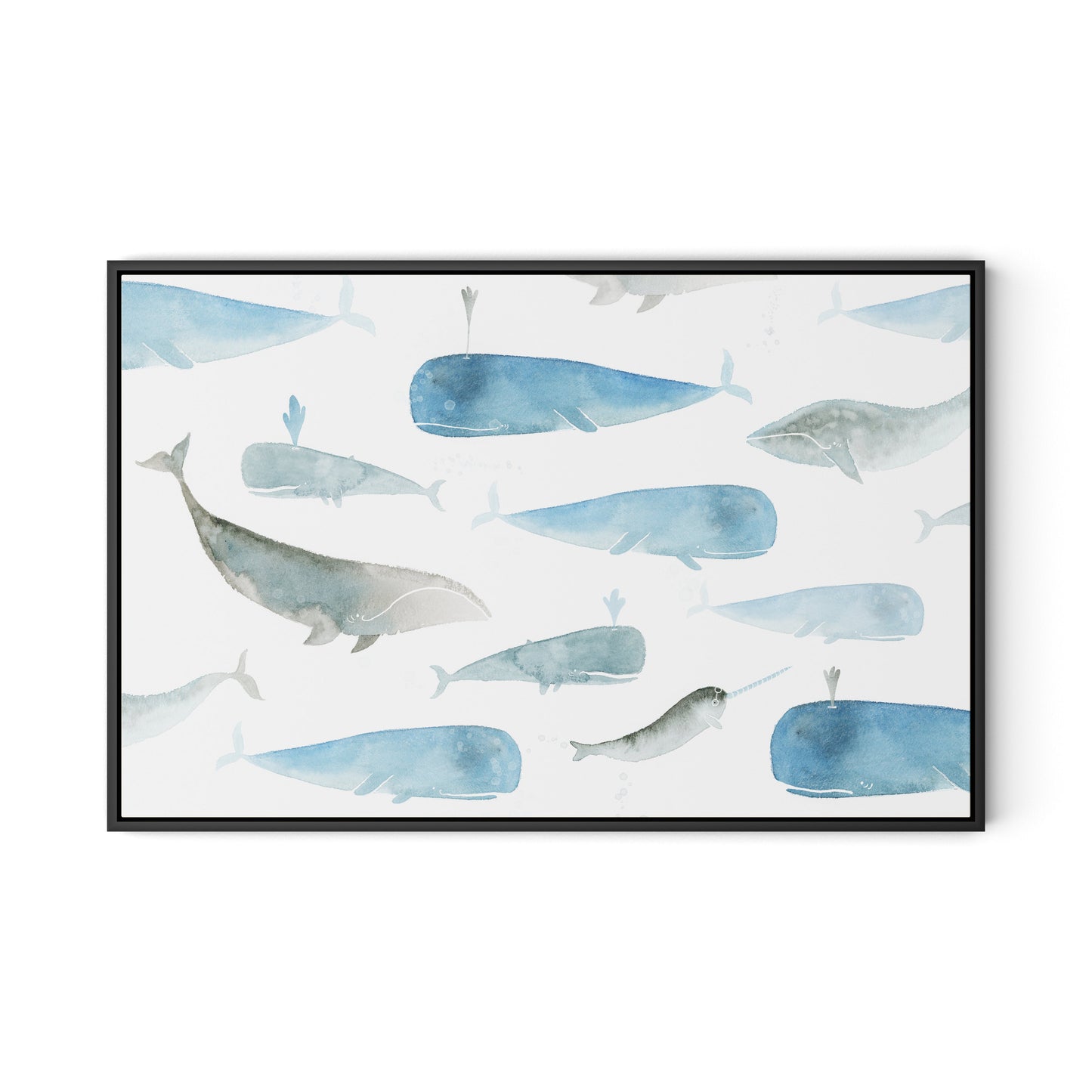 Whale Whale Canvas Floater Framed / 32 x 21 in / Black