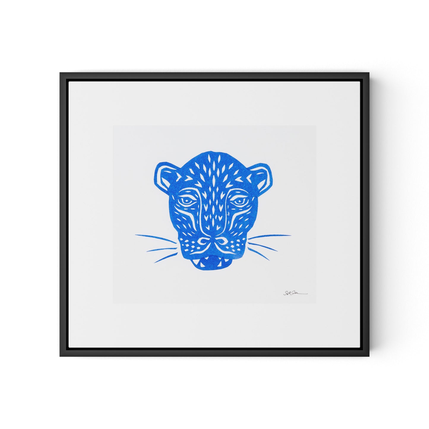 Jaguar Mask Canvas Floater Framed / 24 x 22 in / Black