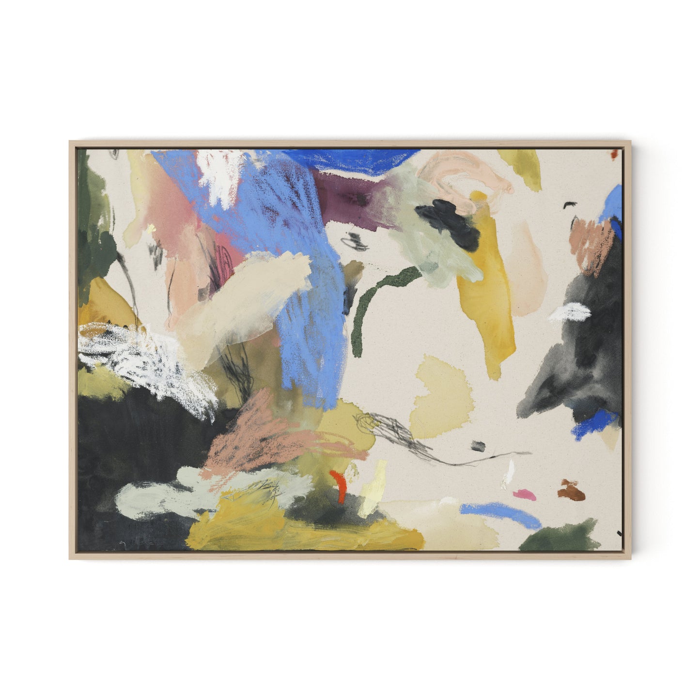 Sunny Side of the Street Canvas Floater Framed / 32 x 24 in / Natural Maple