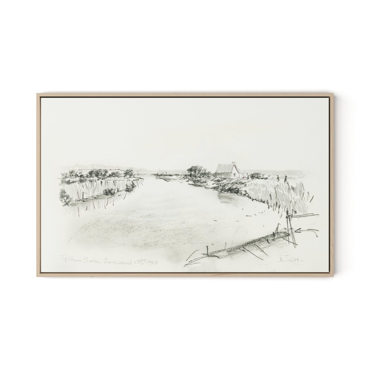 Fisherman's Cottage Canvas Floater Framed / 32 x 20 in / Natural Maple