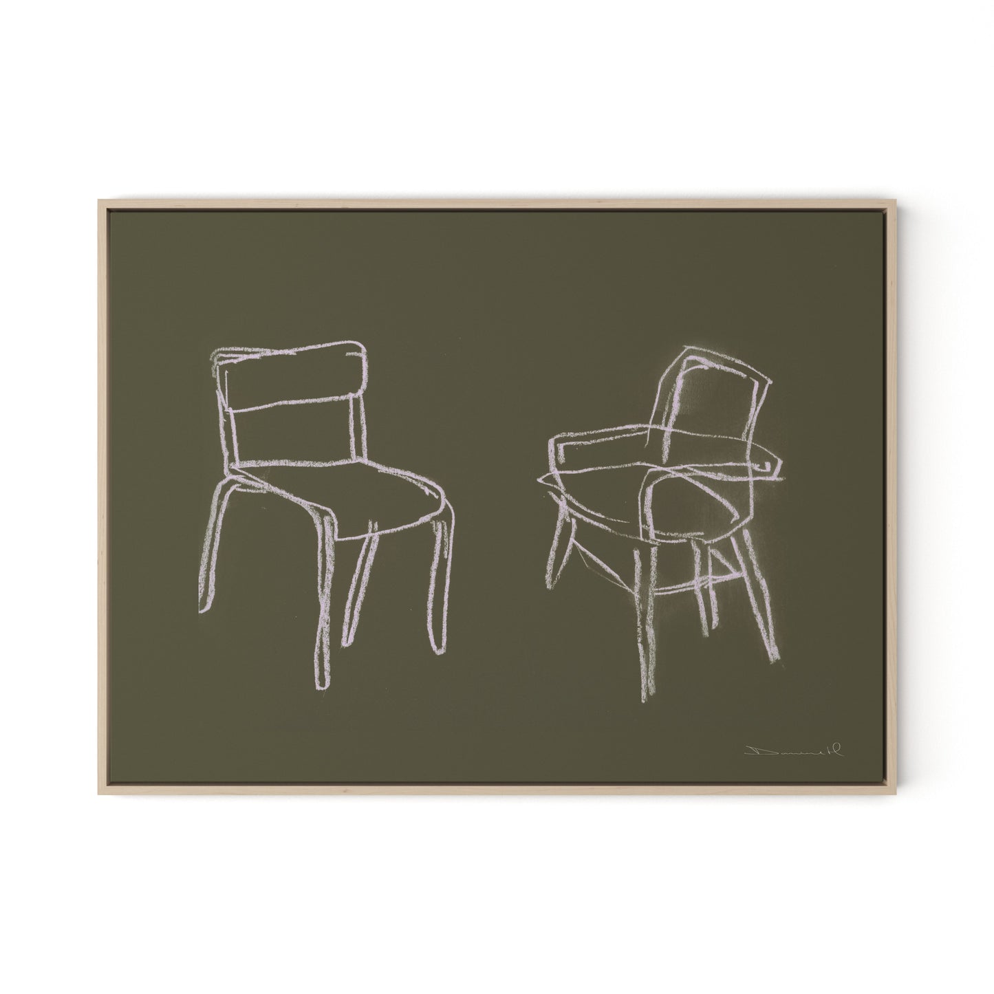 Chairs Canvas Floater Framed / 32 x 24 in / Natural Maple