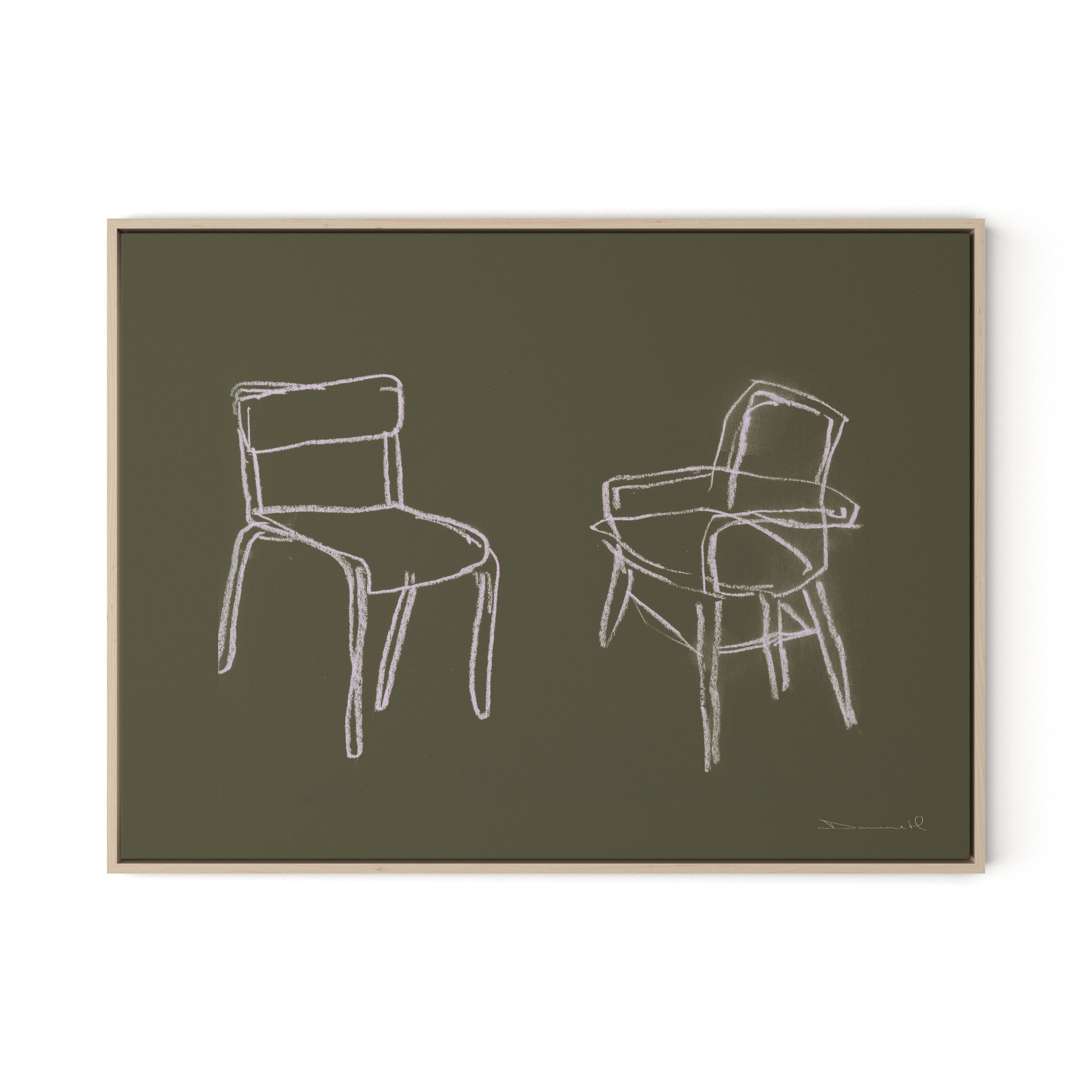 Chairs Canvas Floater Framed / 32 x 24 in / Natural Maple