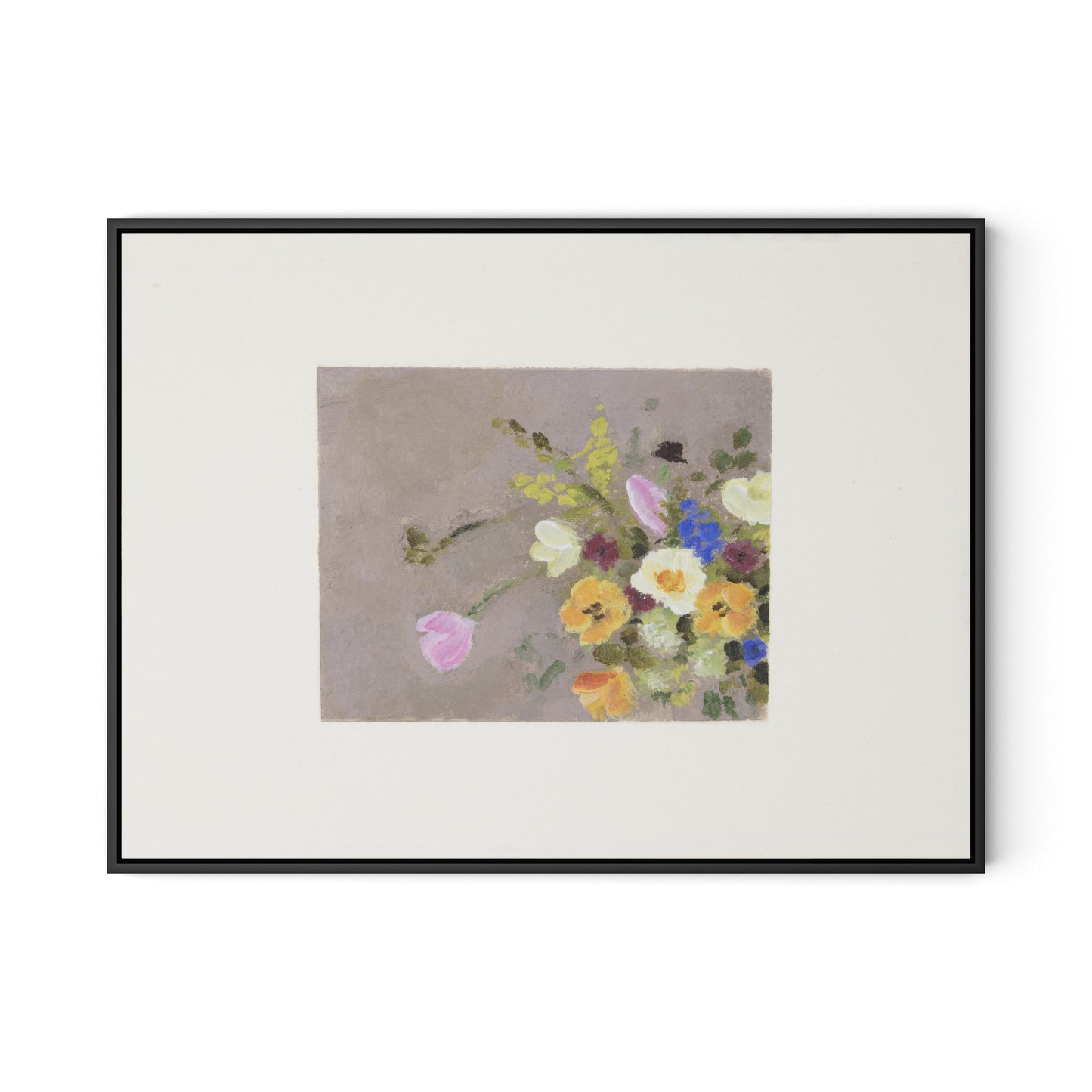 Spring Gathered w Border Canvas Floater Framed / 32 x 24 in / Black