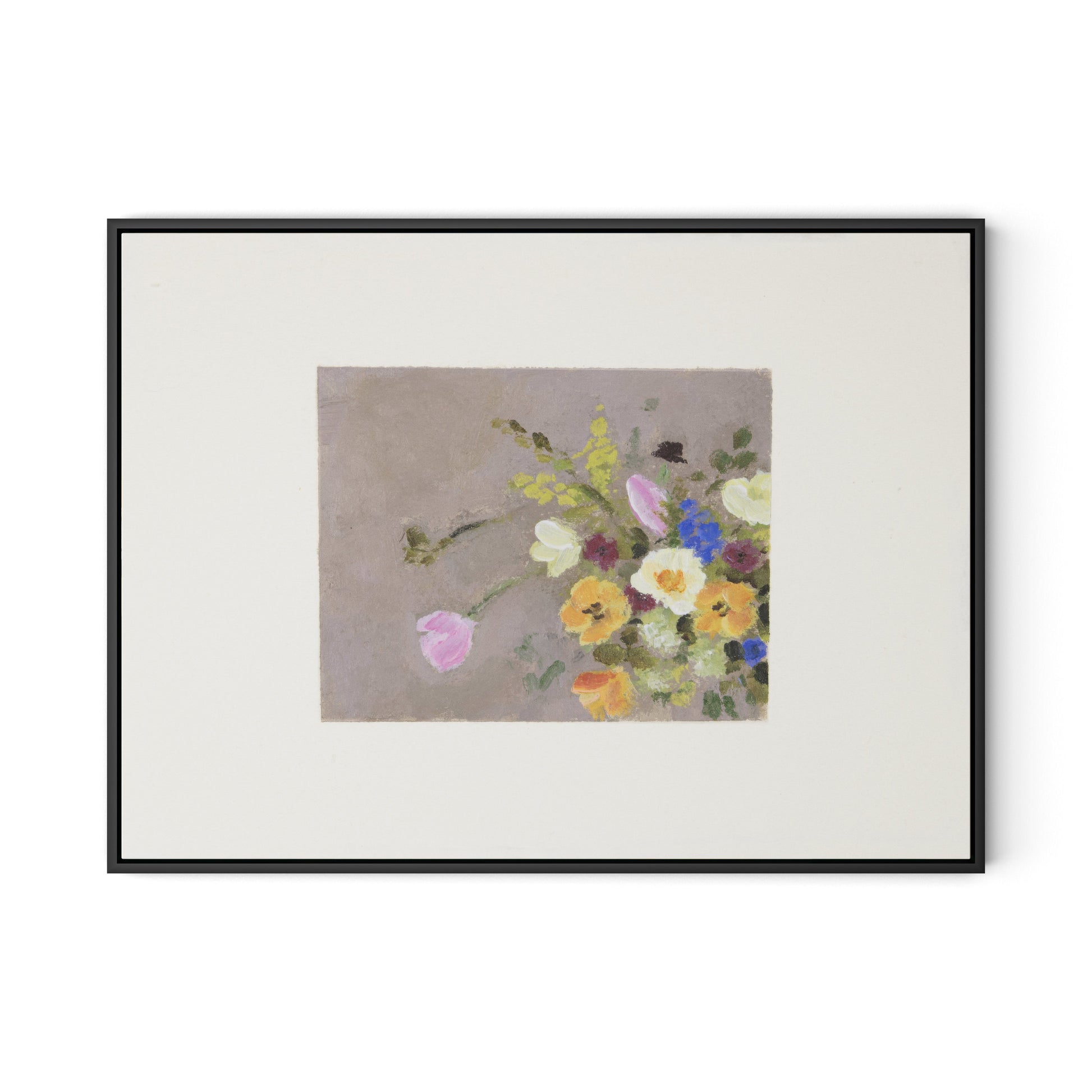 Spring Gathered w Border Canvas Floater Framed / 32 x 24 in / Black