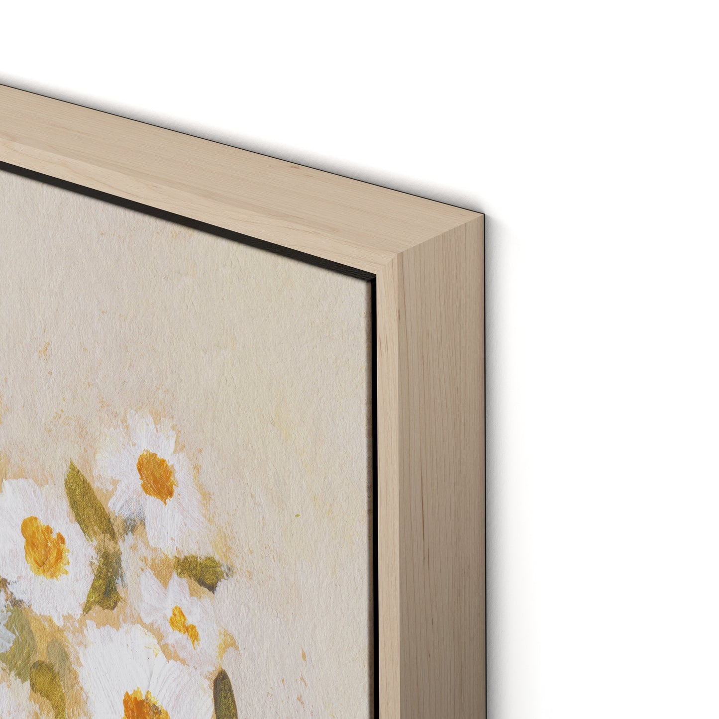 Chorus of Daisies Canvas Floater Framed / 32 x 24 in / Natural Maple