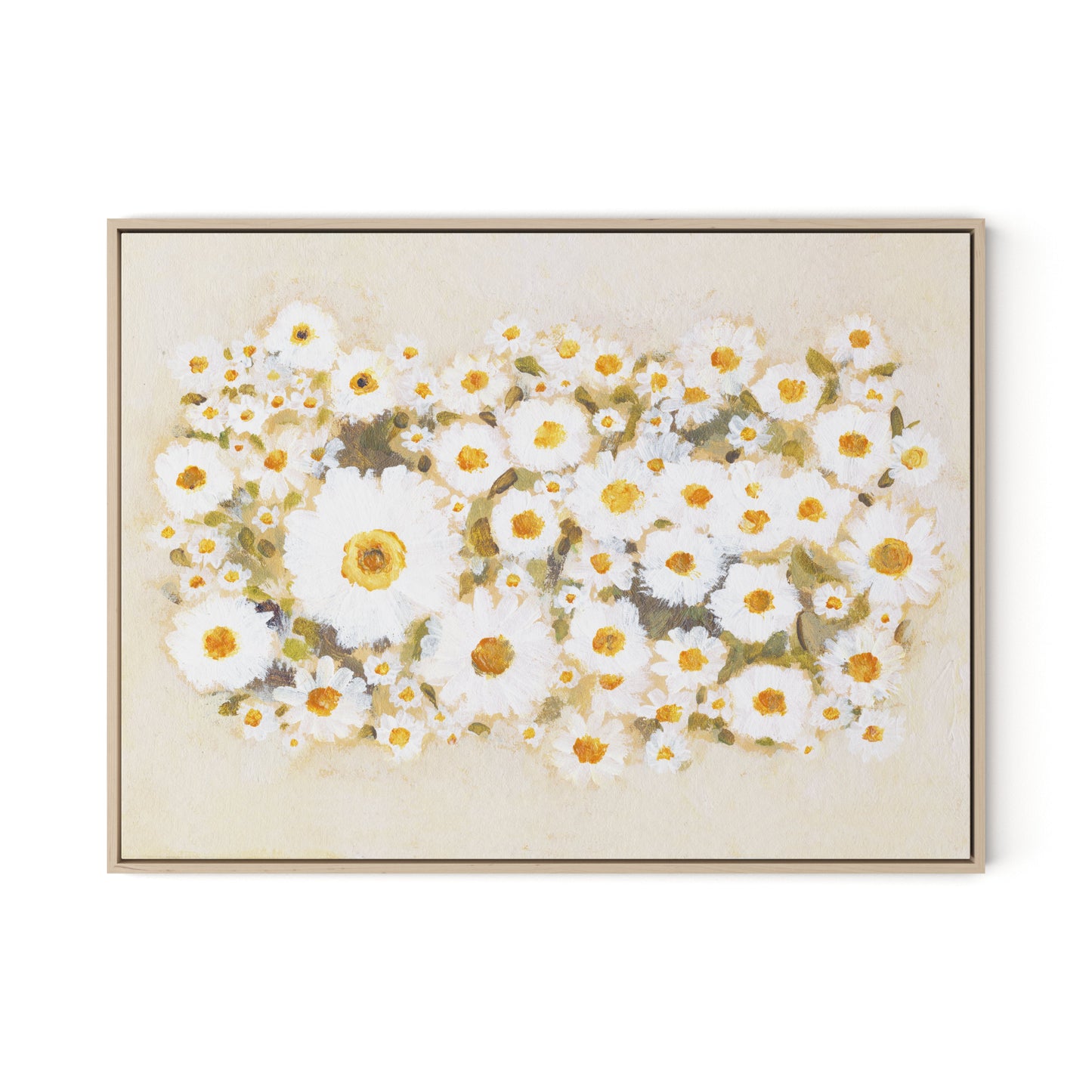 Chorus of Daisies Canvas Floater Framed / 32 x 24 in / Natural Maple