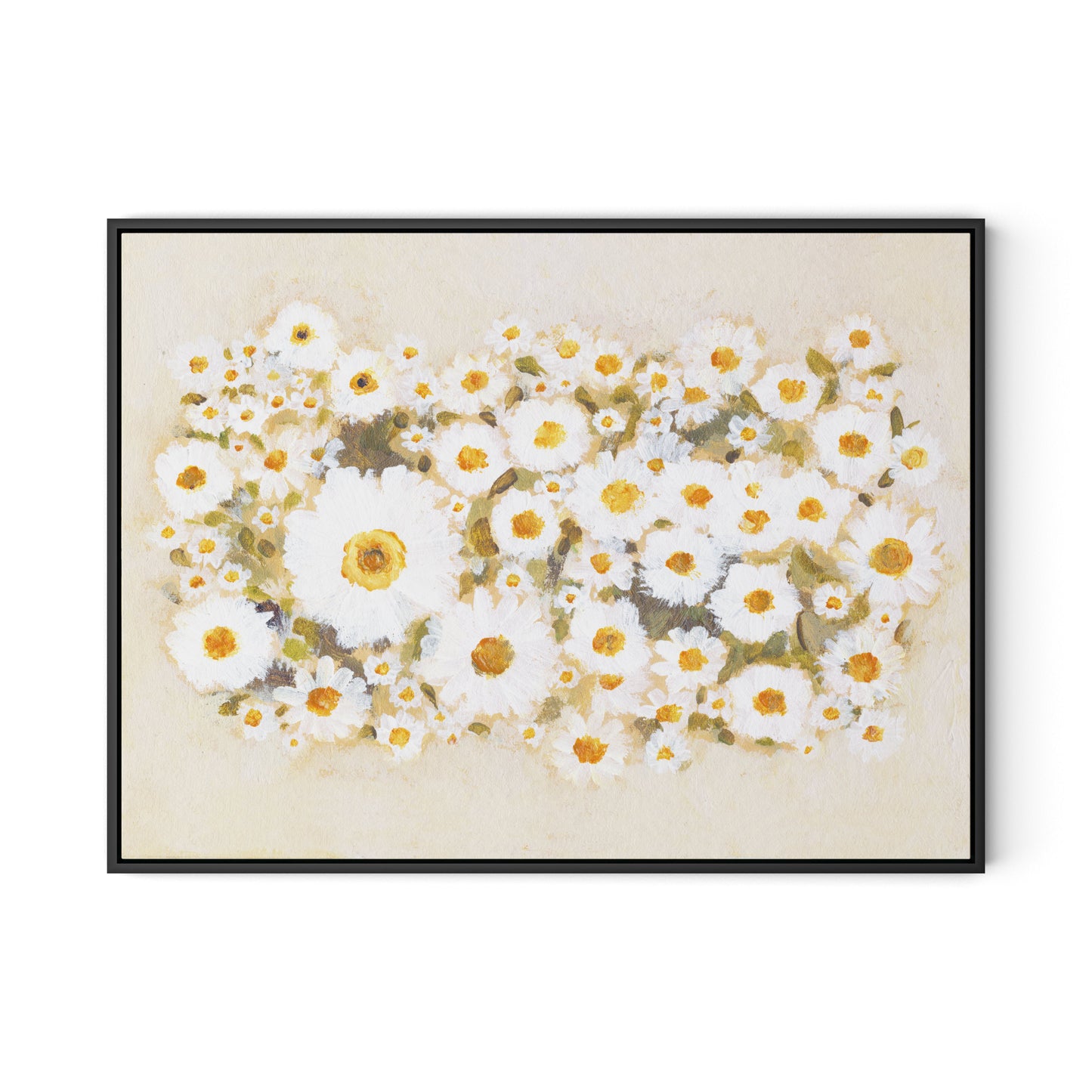 Chorus of Daisies Canvas Floater Framed / 32 x 24 in / Black