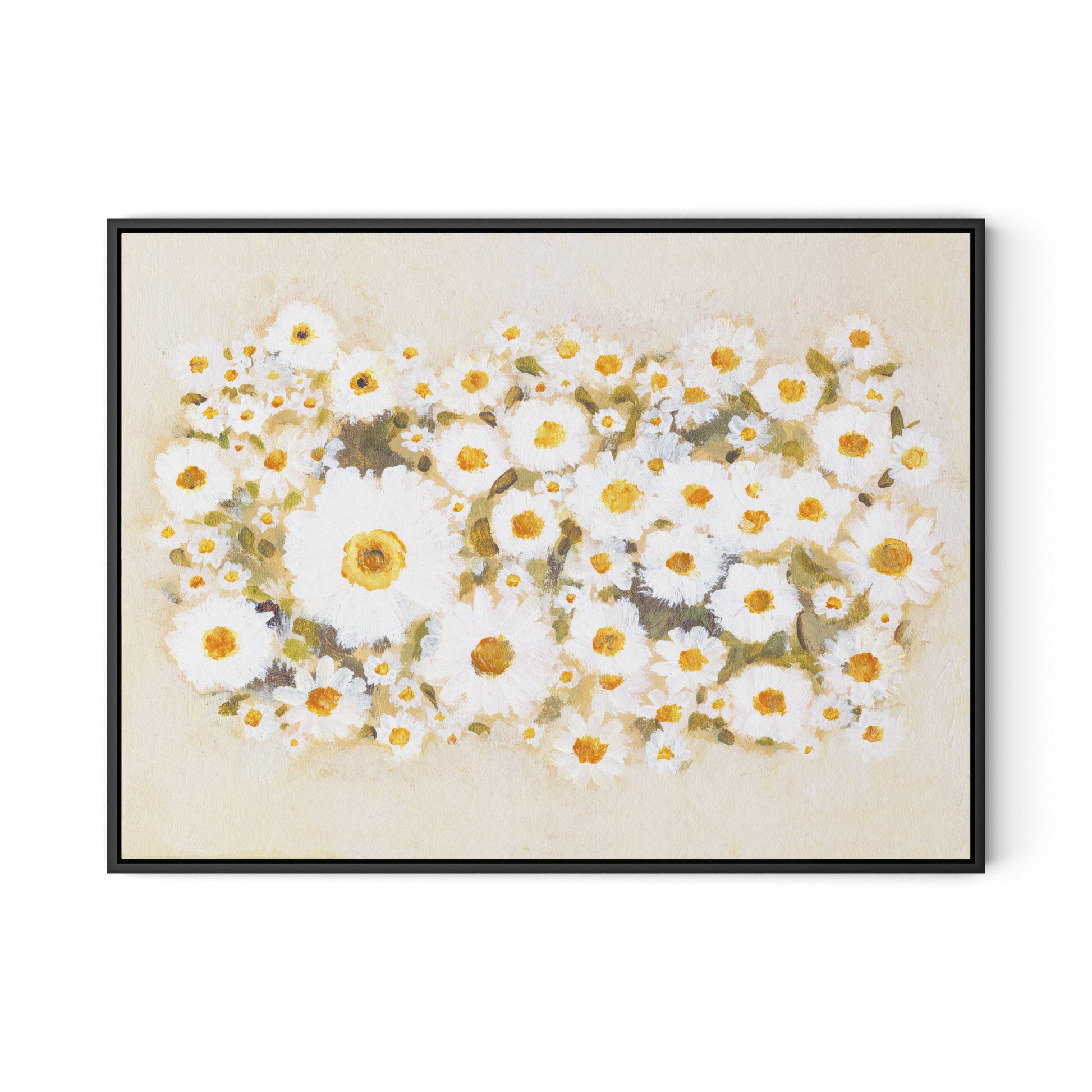 Chorus of Daisies Canvas Floater Framed / 32 x 24 in / Black