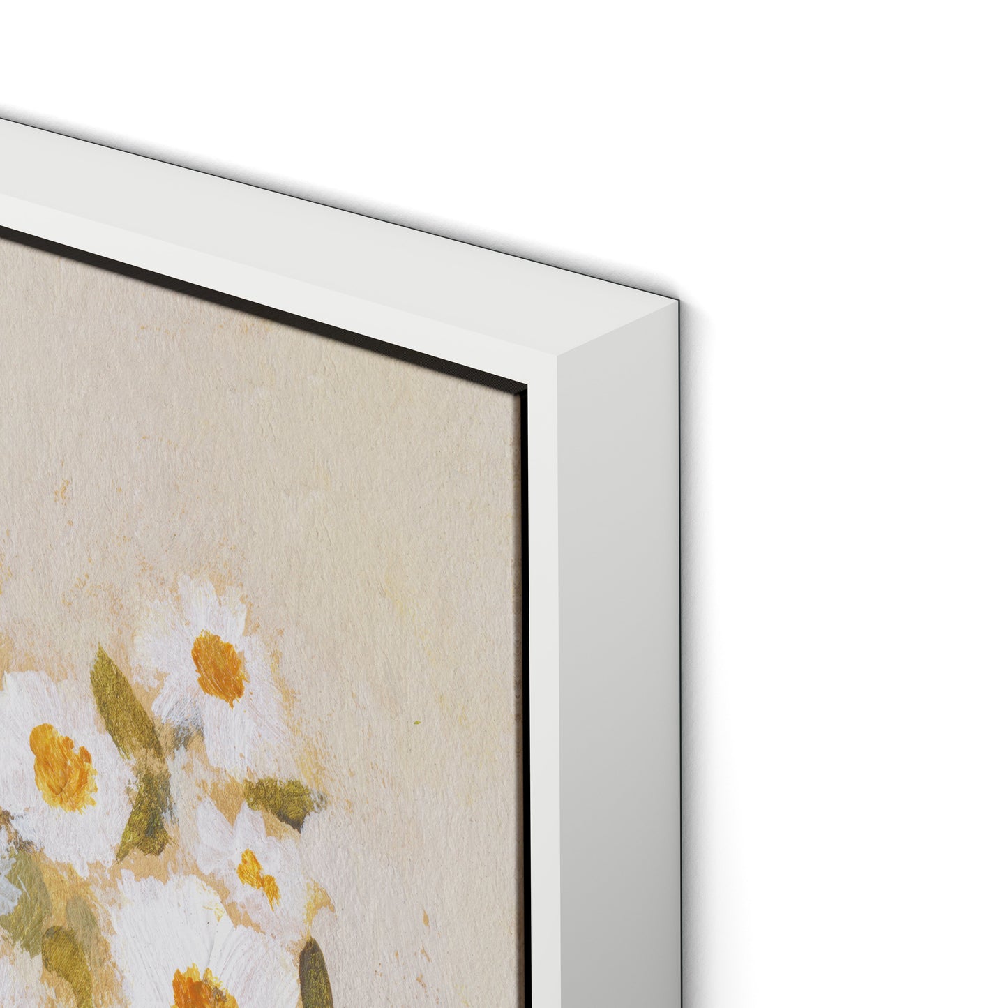 Chorus of Daisies Canvas Floater Framed / 32 x 24 in / White