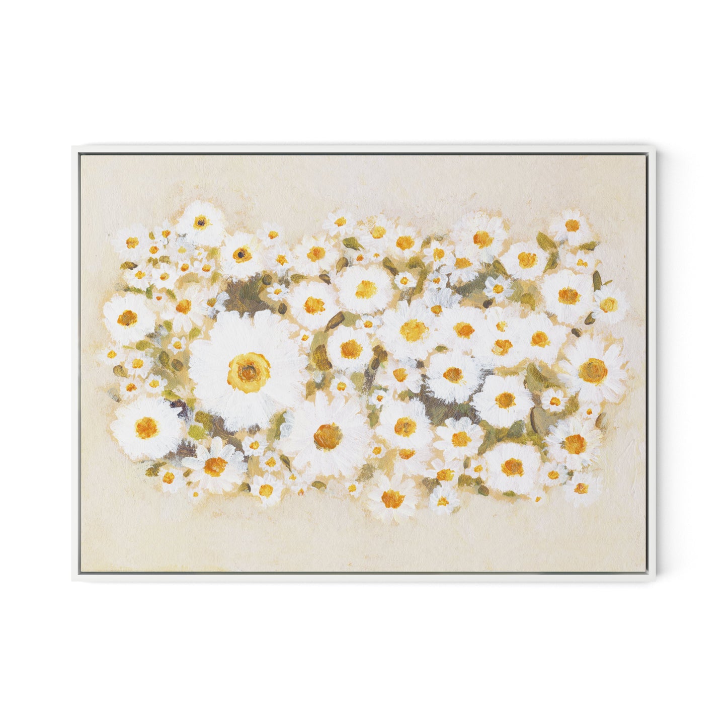 Chorus of Daisies Canvas Floater Framed / 32 x 24 in / White