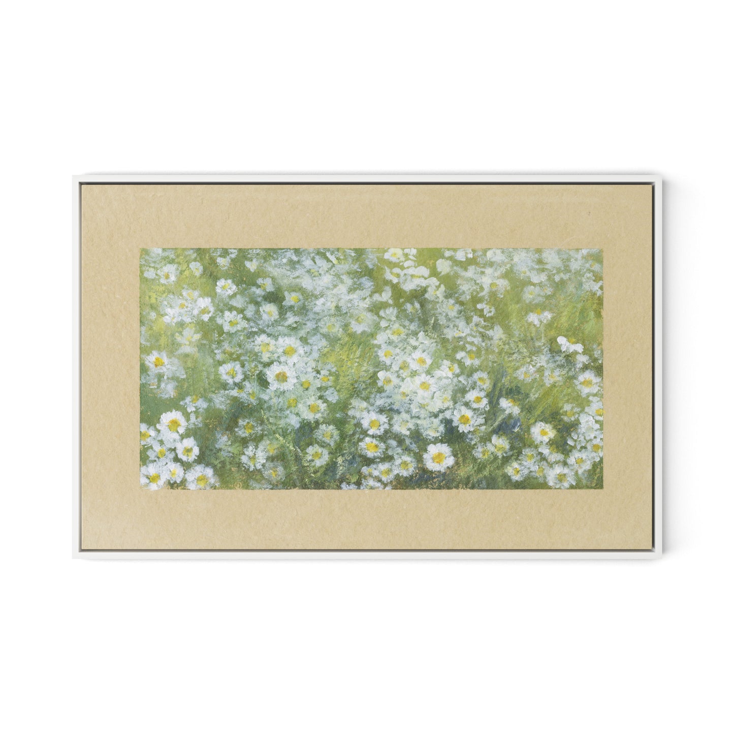 Chorus of Daisies IV Canvas Floater Framed / 32 x 21 in / White