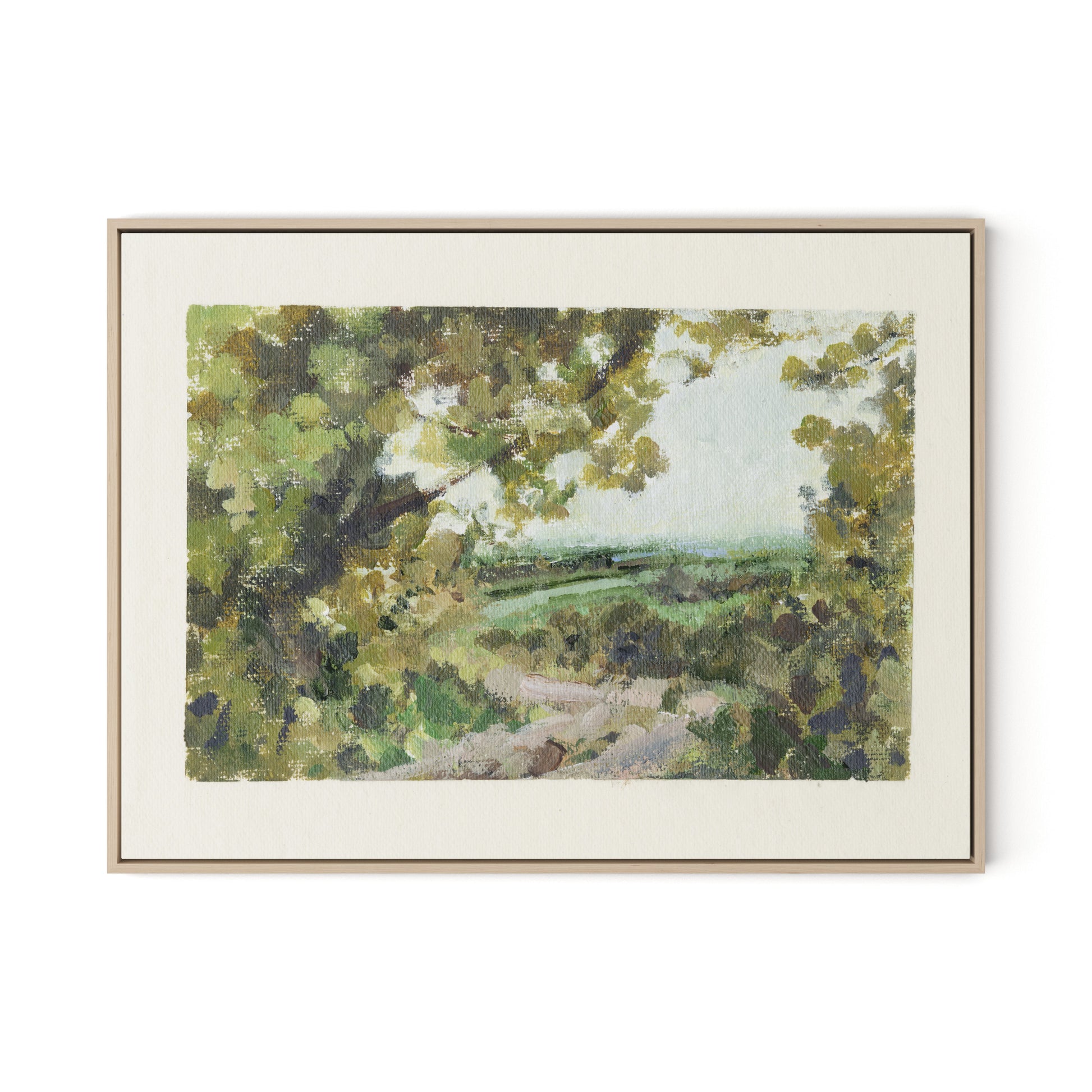 Summer Passage with border Canvas Floater Framed / 32 x 24 in / Natural Maple