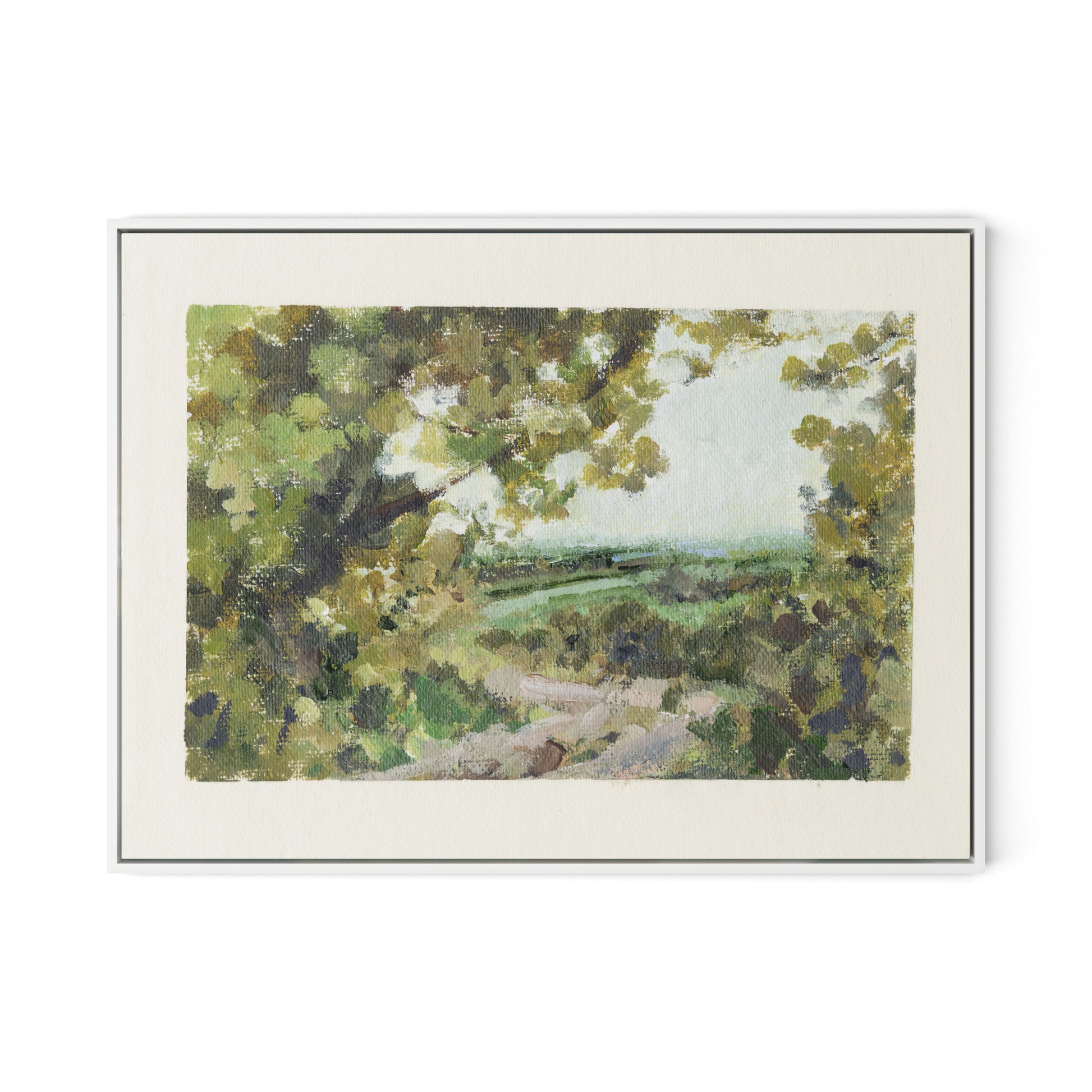 Summer Passage with border Canvas Floater Framed / 32 x 24 in / White