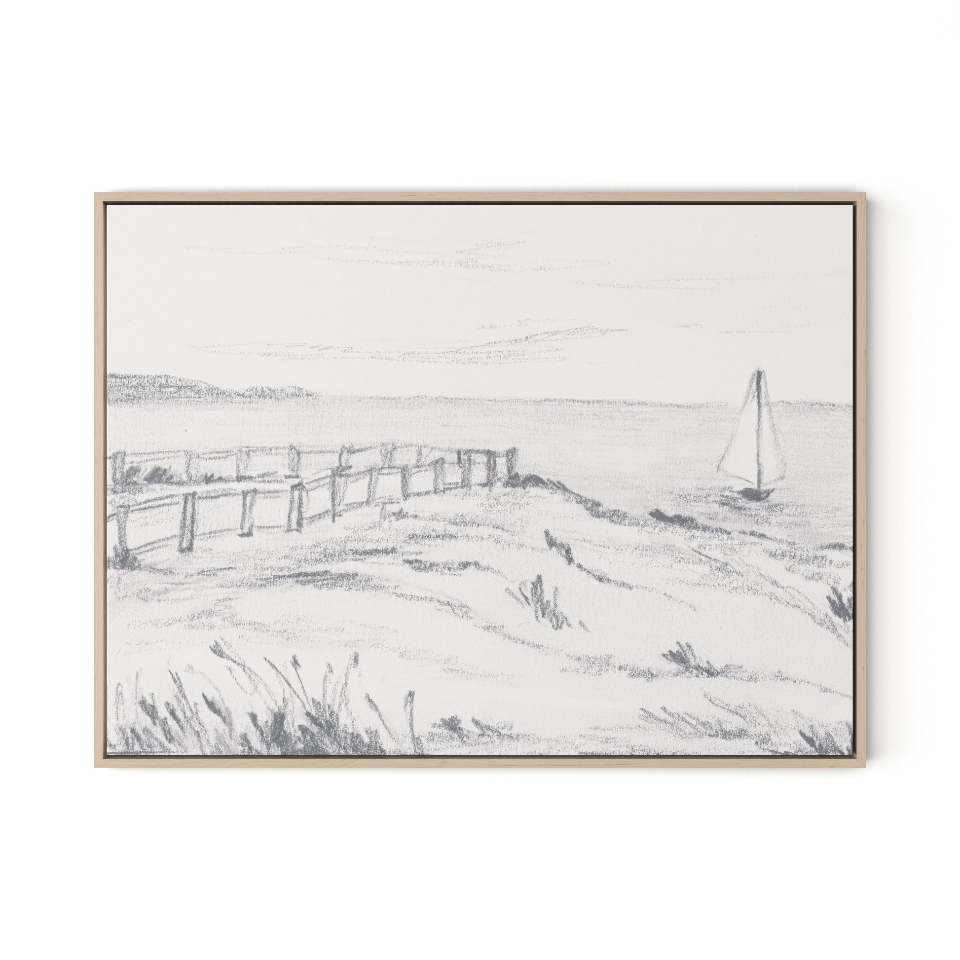 Setting Sail I Canvas Floater Framed / 32 x 24 in / Natural Maple