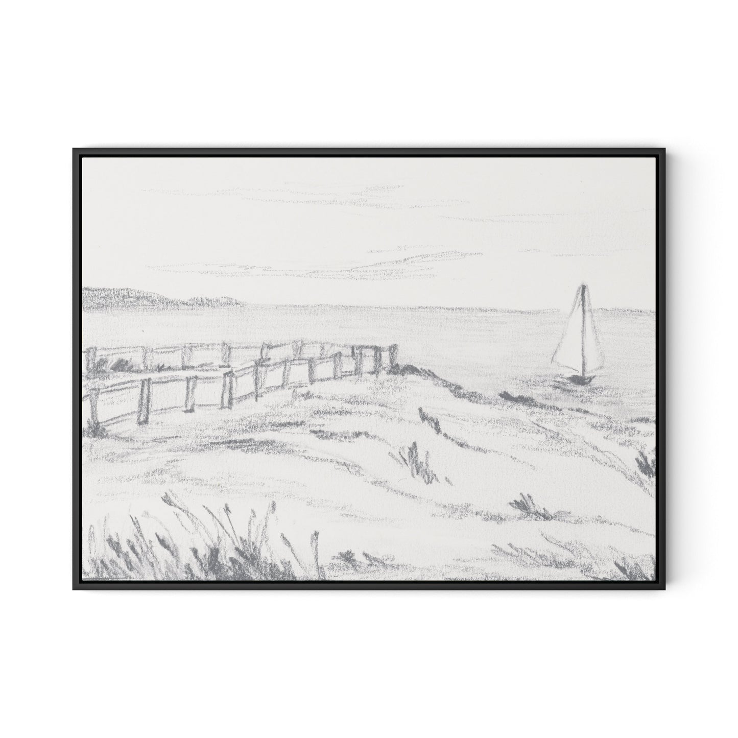 Setting Sail I Canvas Floater Framed / 32 x 24 in / Black