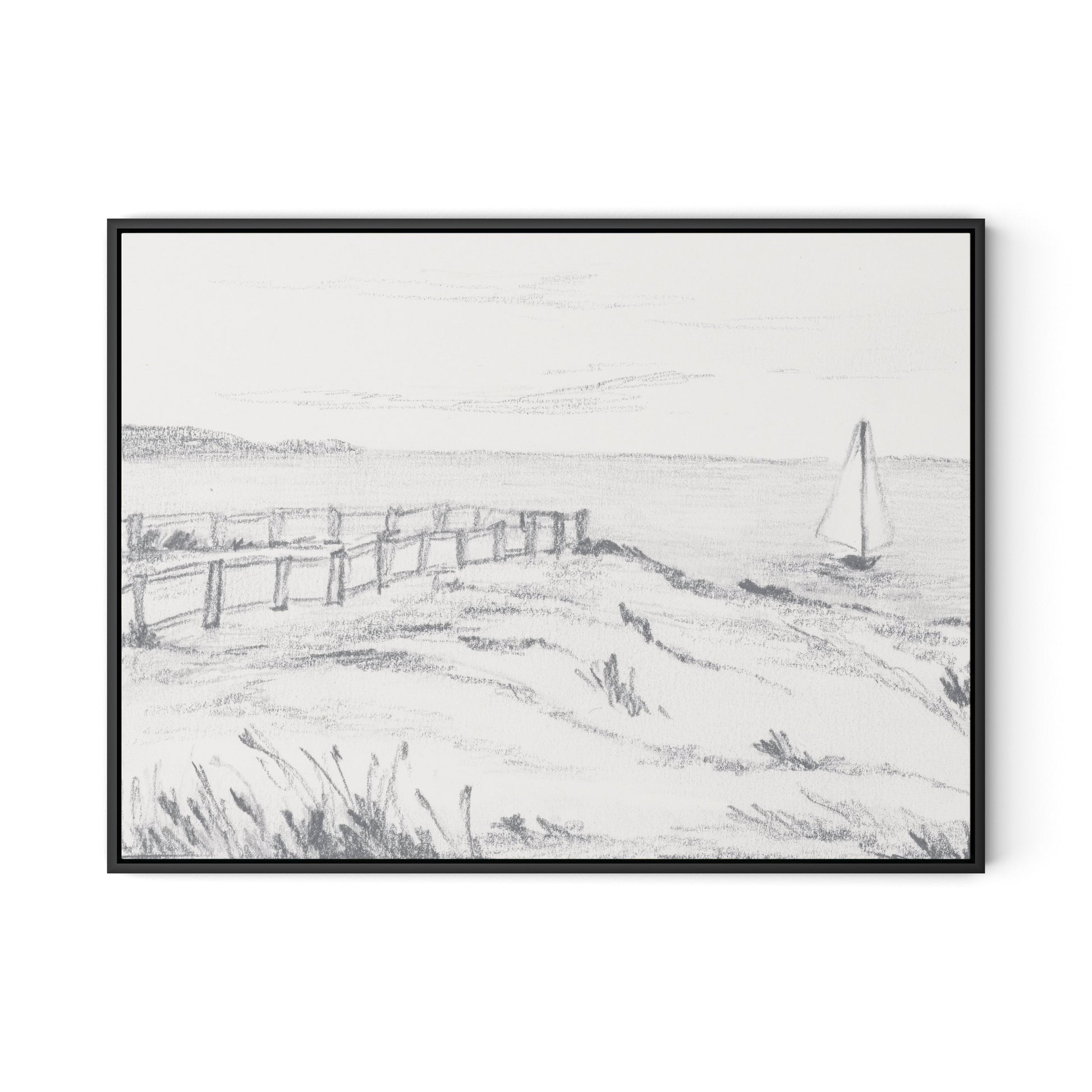 Setting Sail I Canvas Floater Framed / 32 x 24 in / Black