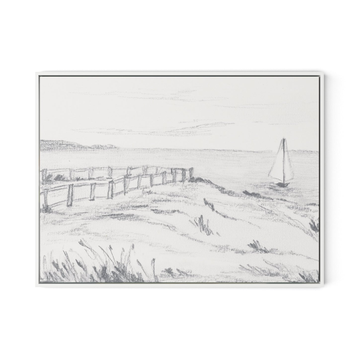 Setting Sail I Canvas Floater Framed / 32 x 24 in / White