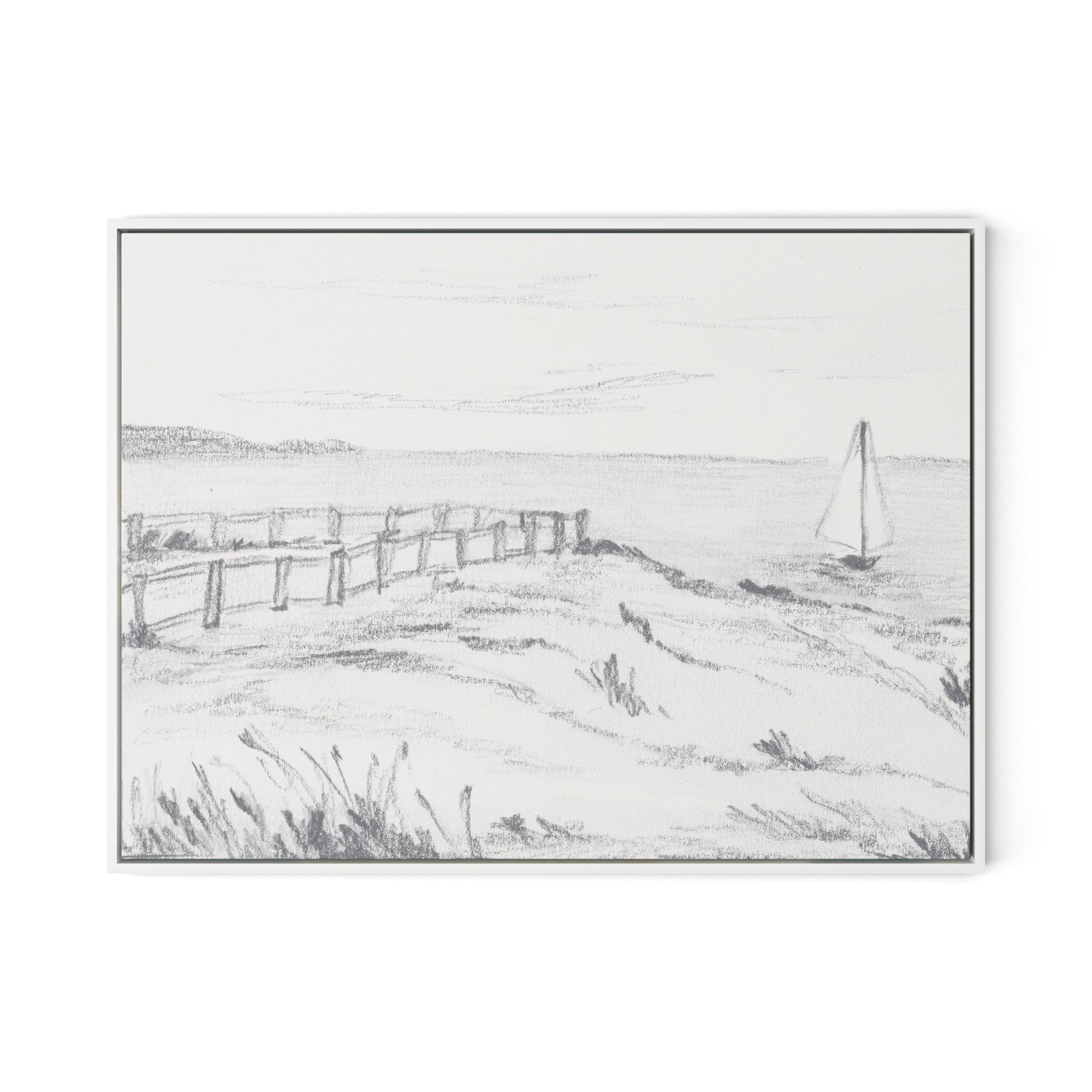 Setting Sail I Canvas Floater Framed / 32 x 24 in / White