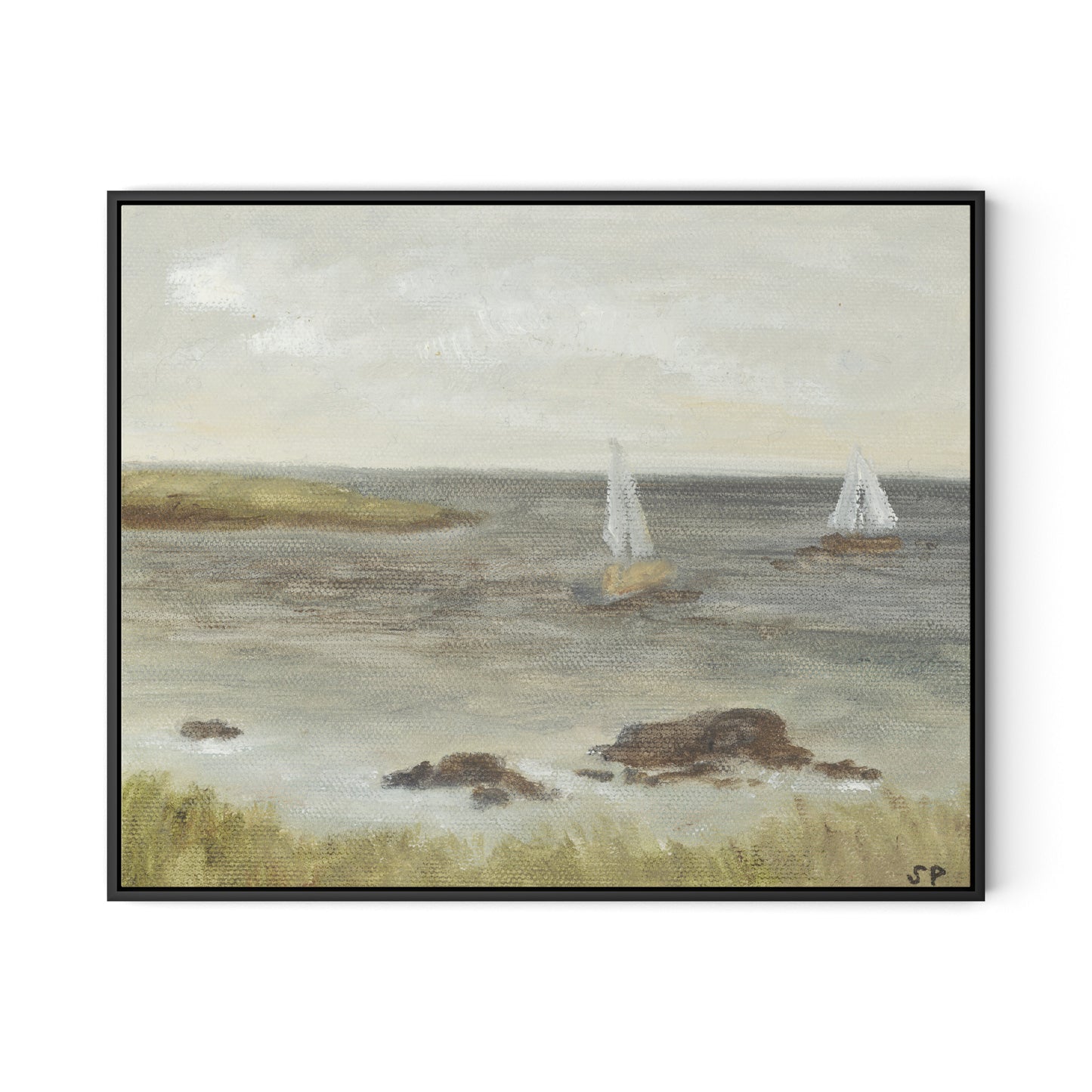 Monterey Sailboats Canvas Floater Framed / 32 x 26 in / Black