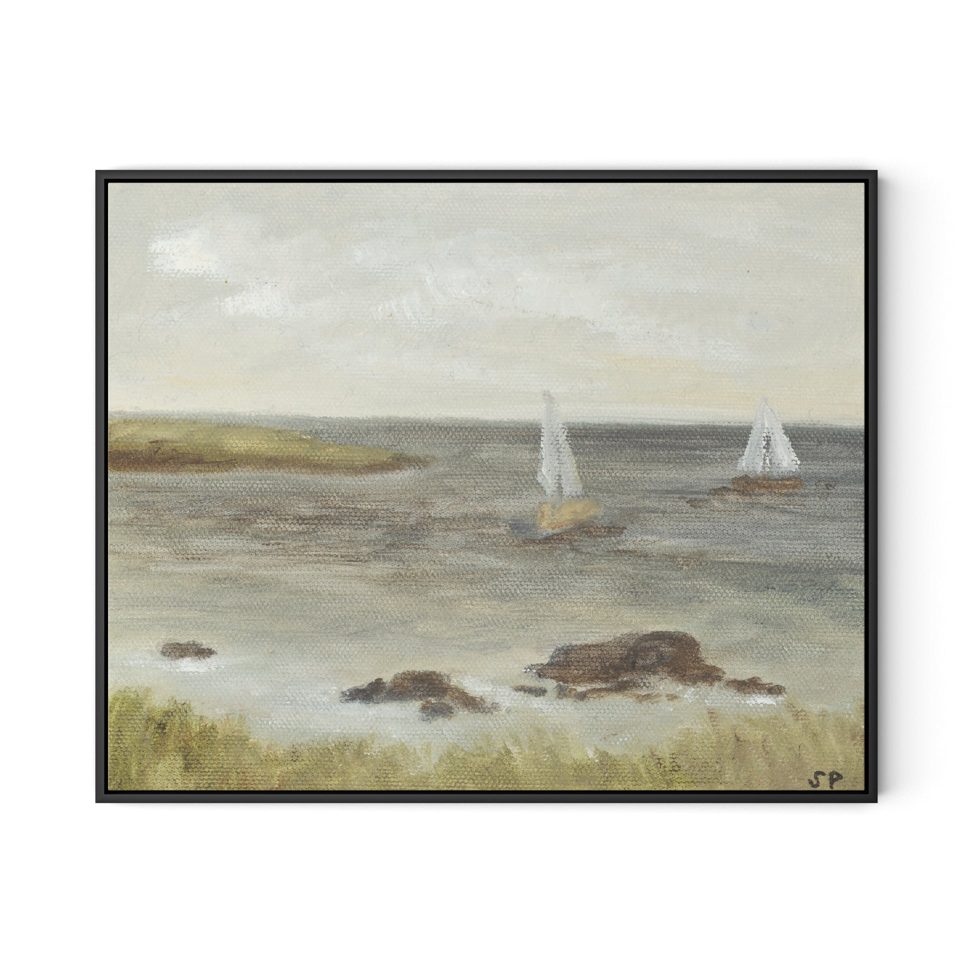 Monterey Sailboats Canvas Floater Framed / 32 x 26 in / Black