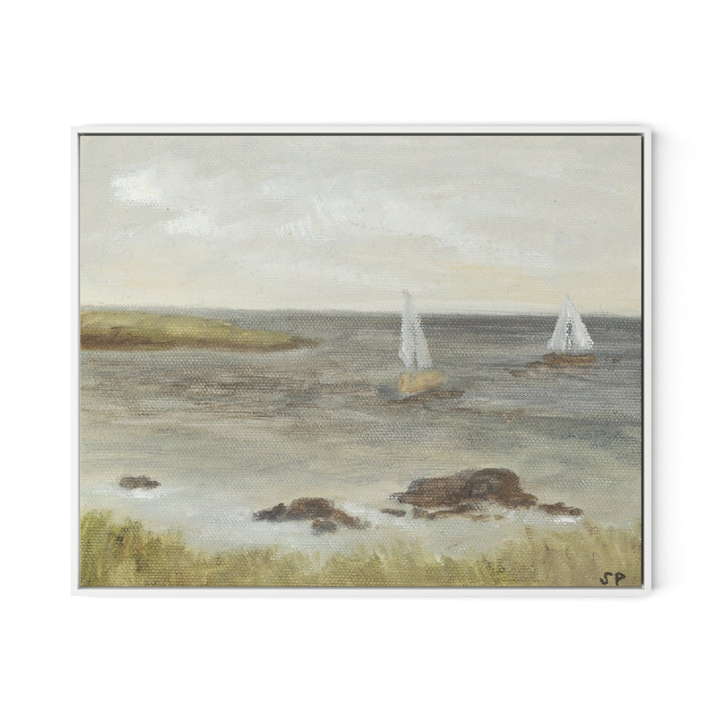Monterey Sailboats Canvas Floater Framed / 32 x 26 in / White