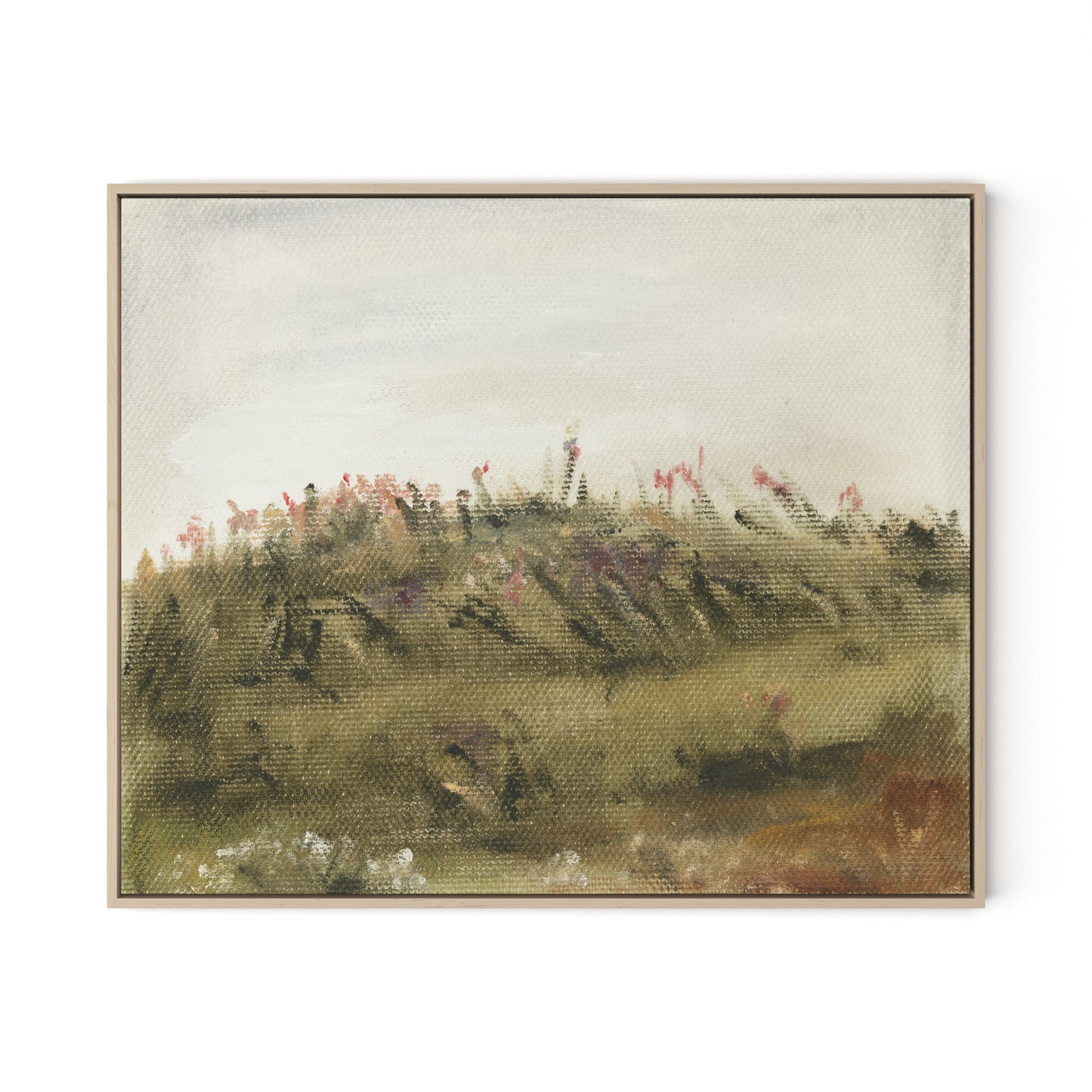 Overgrown Pastures I Canvas Floater Framed / 32 x 26.5 in / Natural Maple