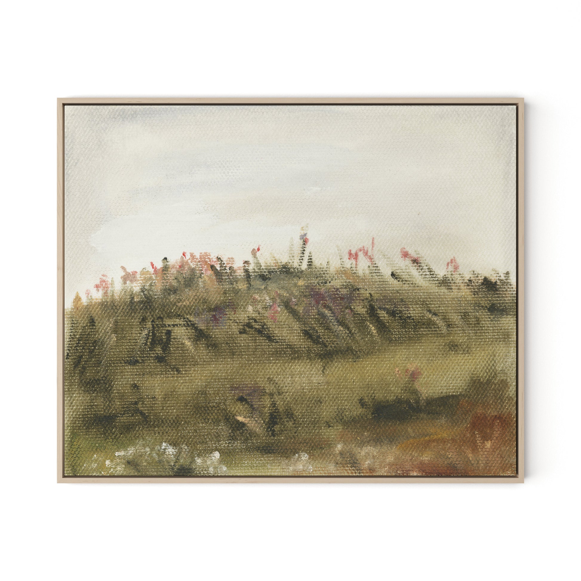 Overgrown Pastures I Canvas Floater Framed / 32 x 26.5 in / Natural Maple