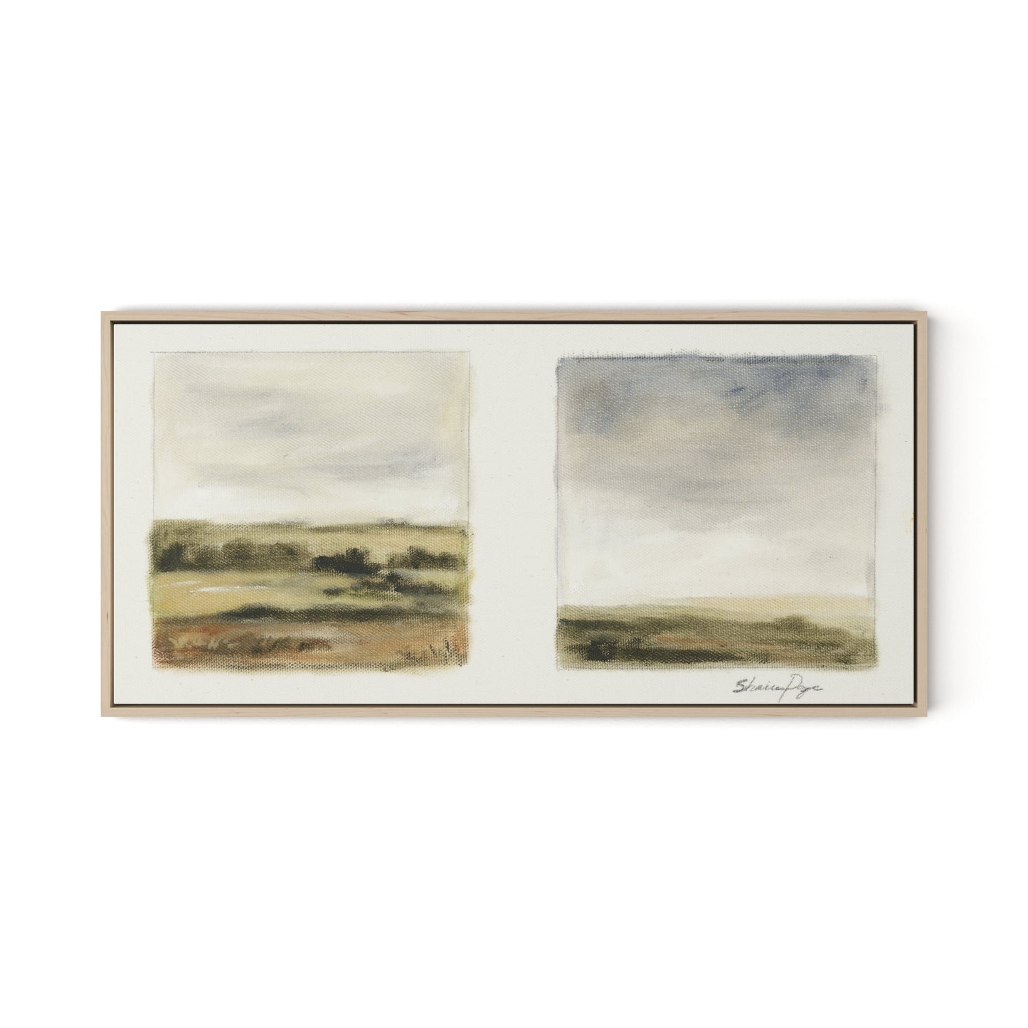 Hazy Terrain Canvas Floater Framed / 32 x 16 in / Natural Maple