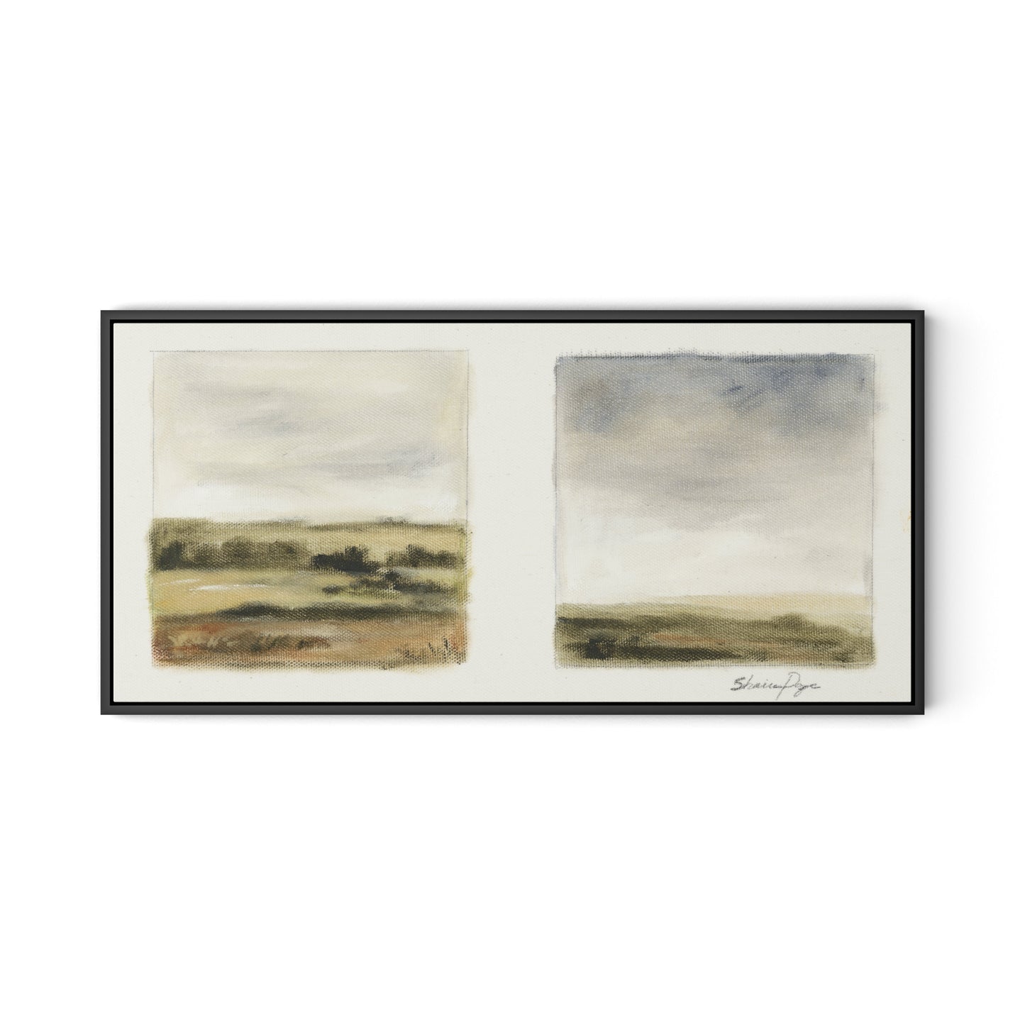 Hazy Terrain Canvas Floater Framed / 32 x 16 in / Black
