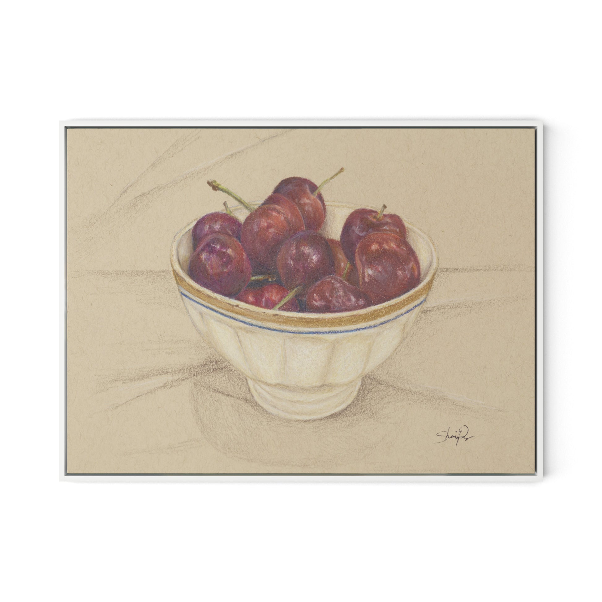 Cherries II Canvas Floater Framed / 32 x 24 in / White