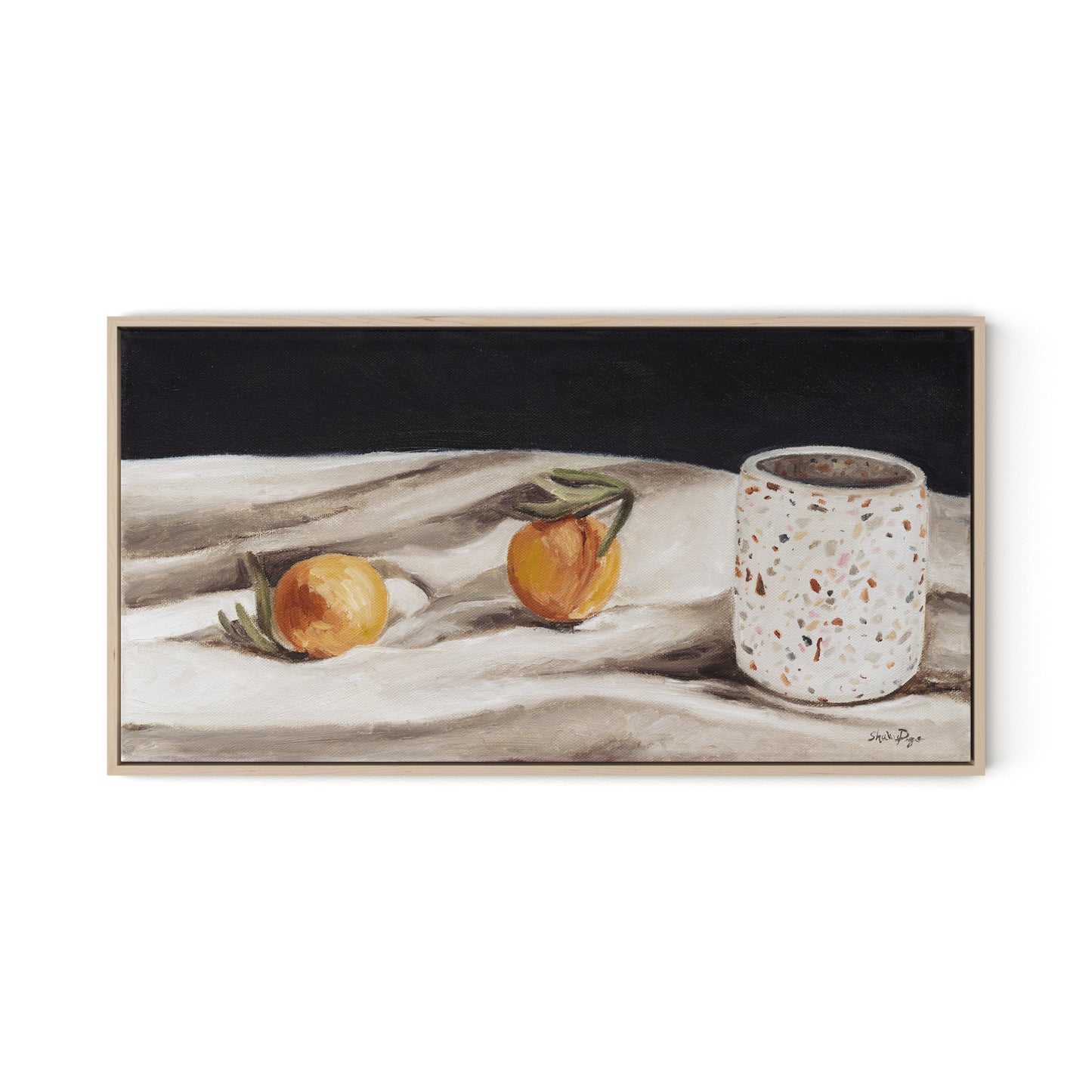 Terrazzo Vase Canvas Floater Framed / 32 x 17 in / Natural Maple