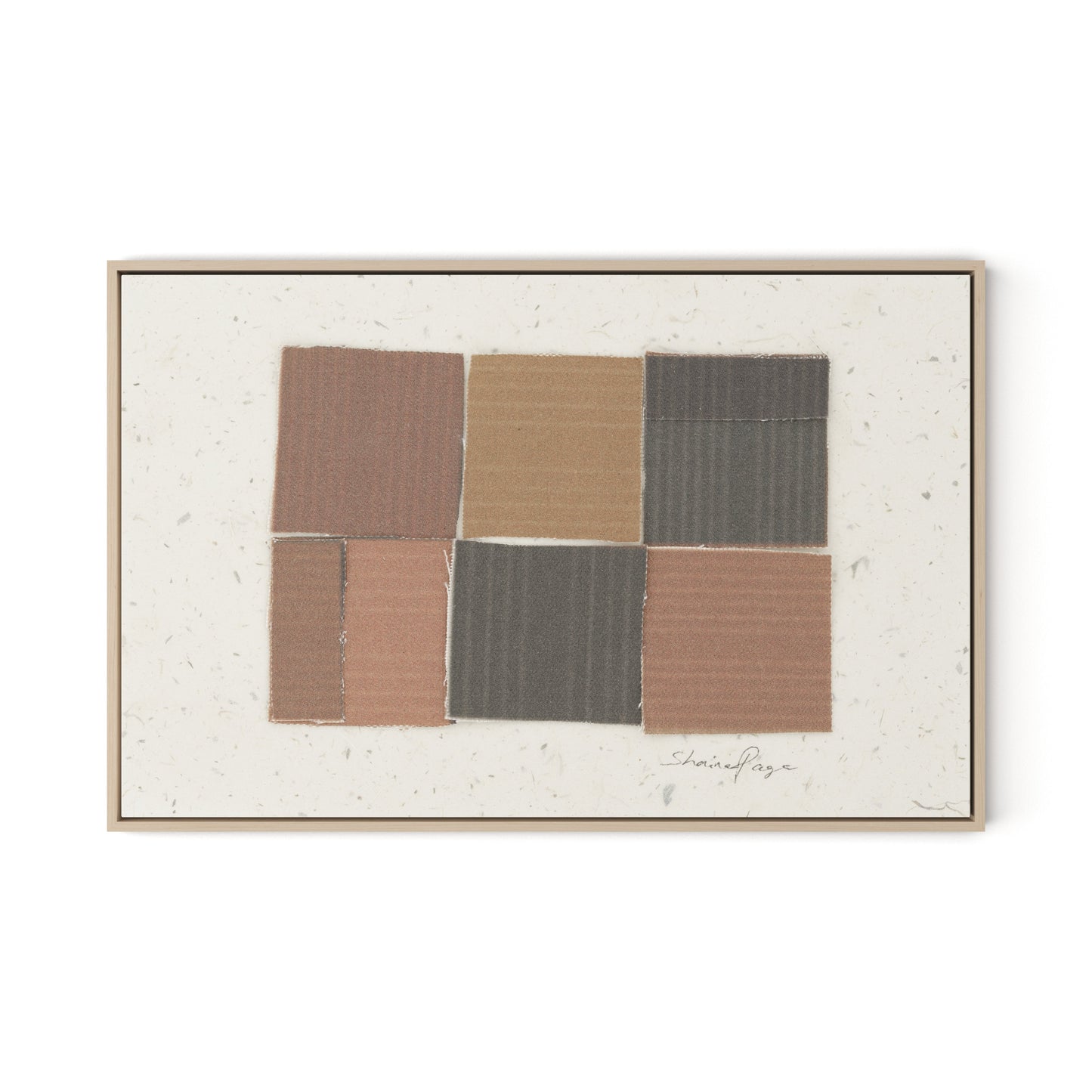 Checkered Terracotta Canvas Floater Framed / 32 x 21 in / Natural Maple