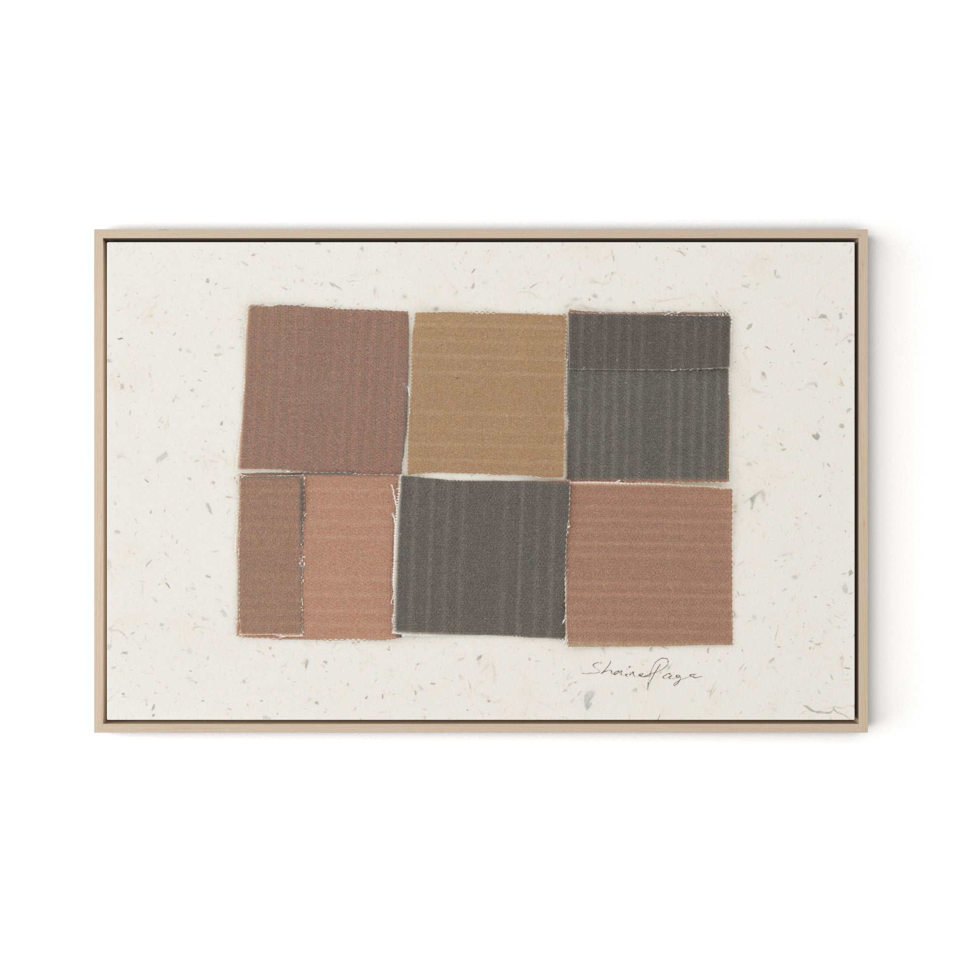 Checkered Terracotta Canvas Floater Framed / 32 x 21 in / Natural Maple