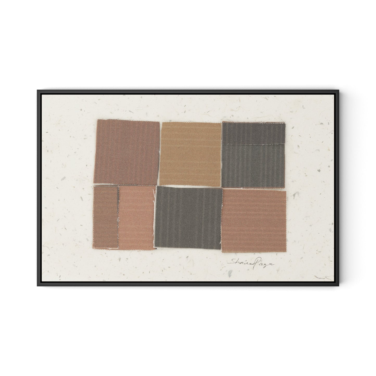 Checkered Terracotta Canvas Floater Framed / 32 x 21 in / Black