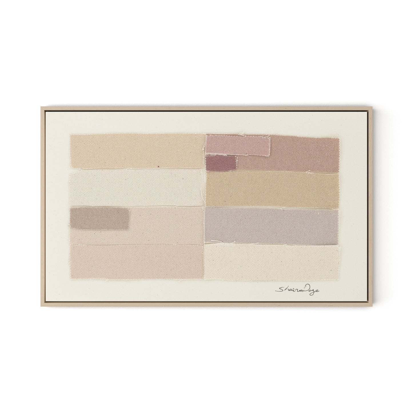 Stacked Neutrals Canvas Floater Framed / 32 x 19.5 in / Natural Maple