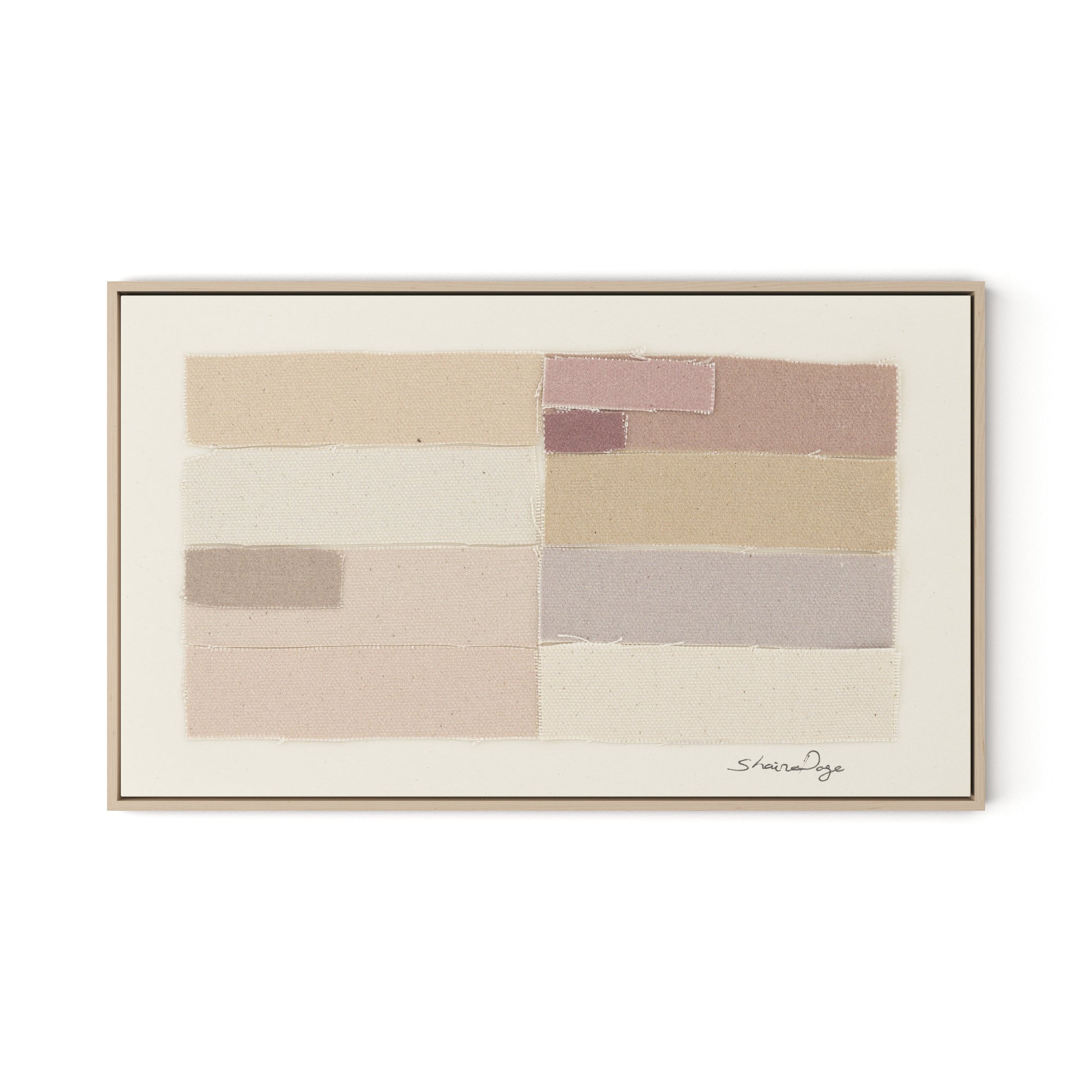 Stacked Neutrals Canvas Floater Framed / 32 x 19.5 in / Natural Maple