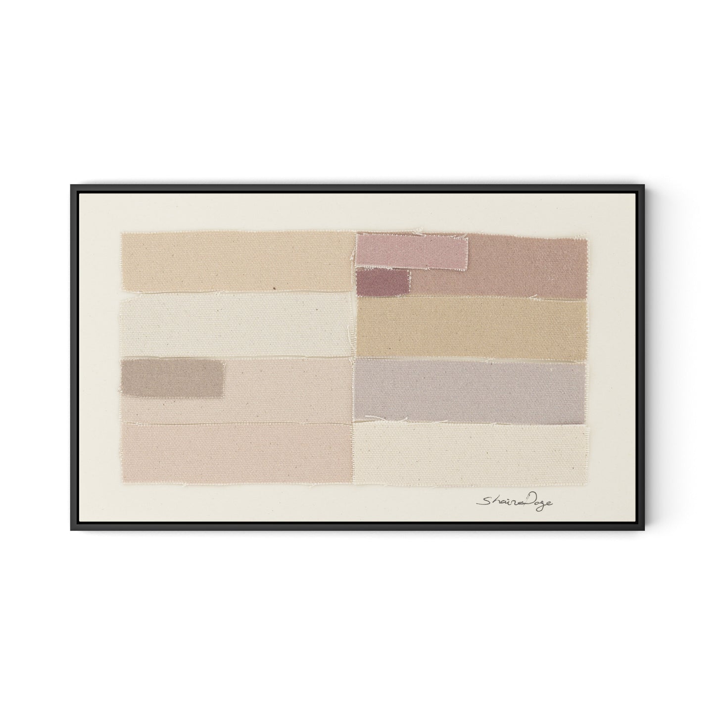 Stacked Neutrals Canvas Floater Framed / 32 x 19.5 in / Black