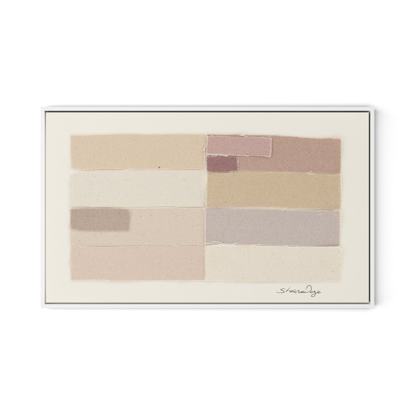 Stacked Neutrals Canvas Floater Framed / 32 x 19.5 in / White