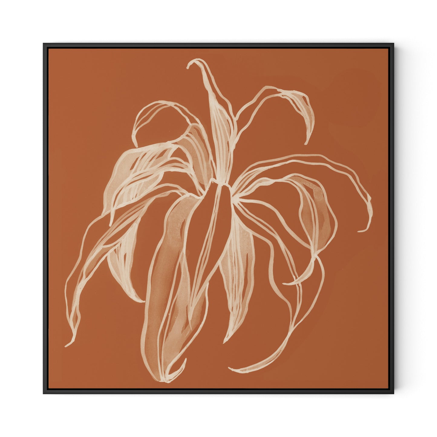 Dracaena Terracotta Canvas Floater Framed / 32 x 32 in / Black