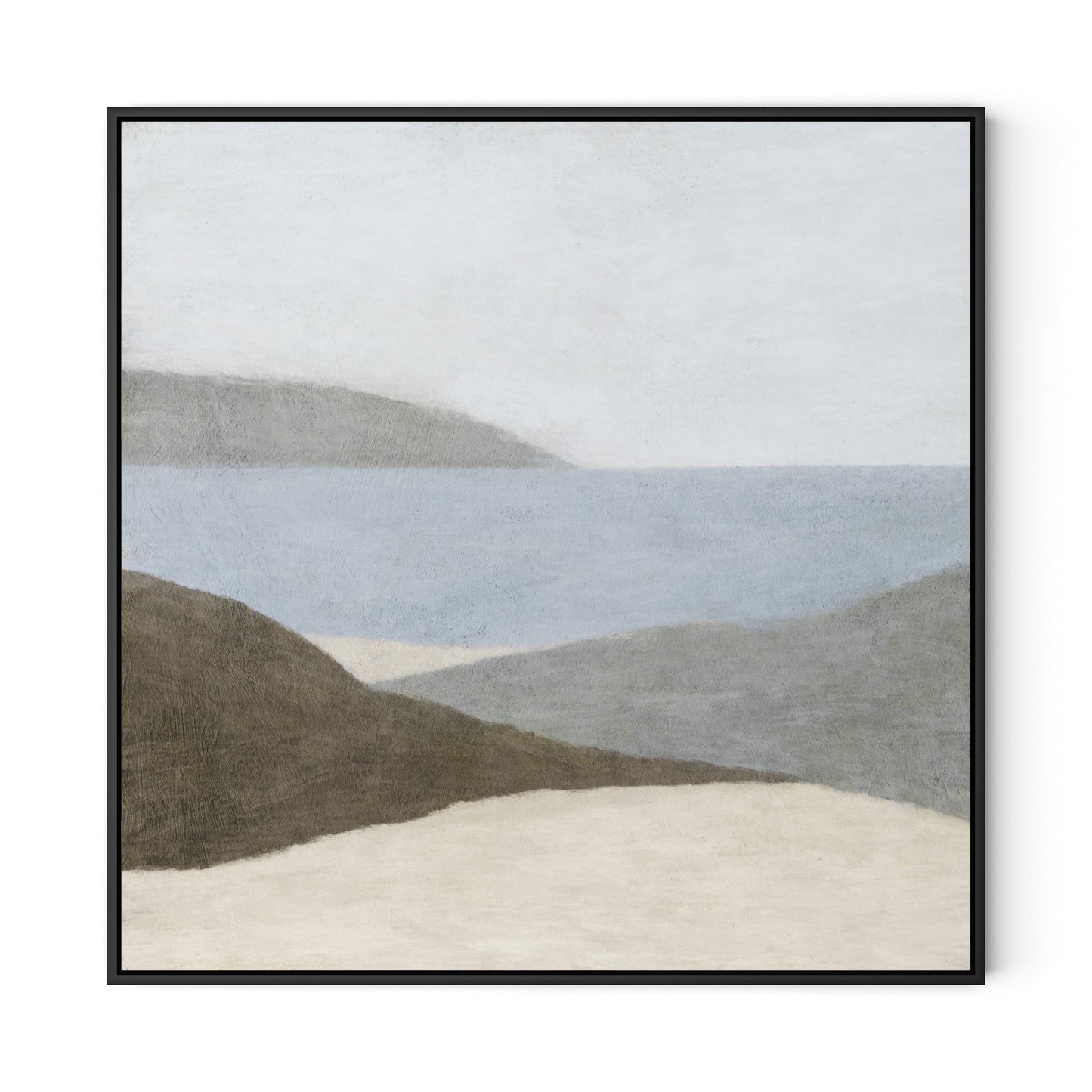 Peaceful Beach Canvas Floater Framed / 32 x 32 in / Black