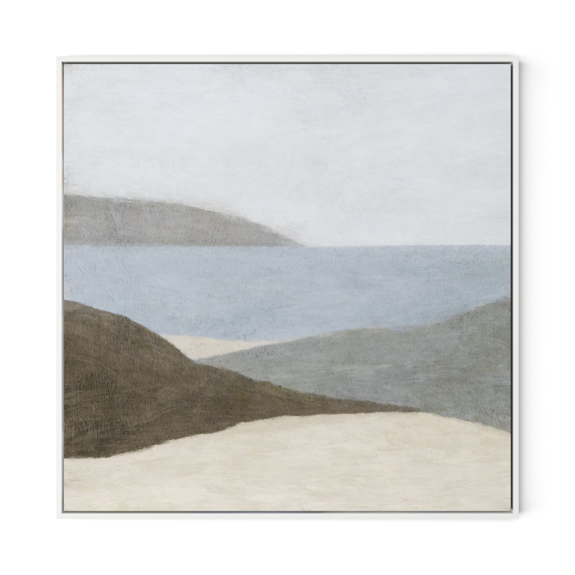 Peaceful Beach Canvas Floater Framed / 32 x 32 in / White