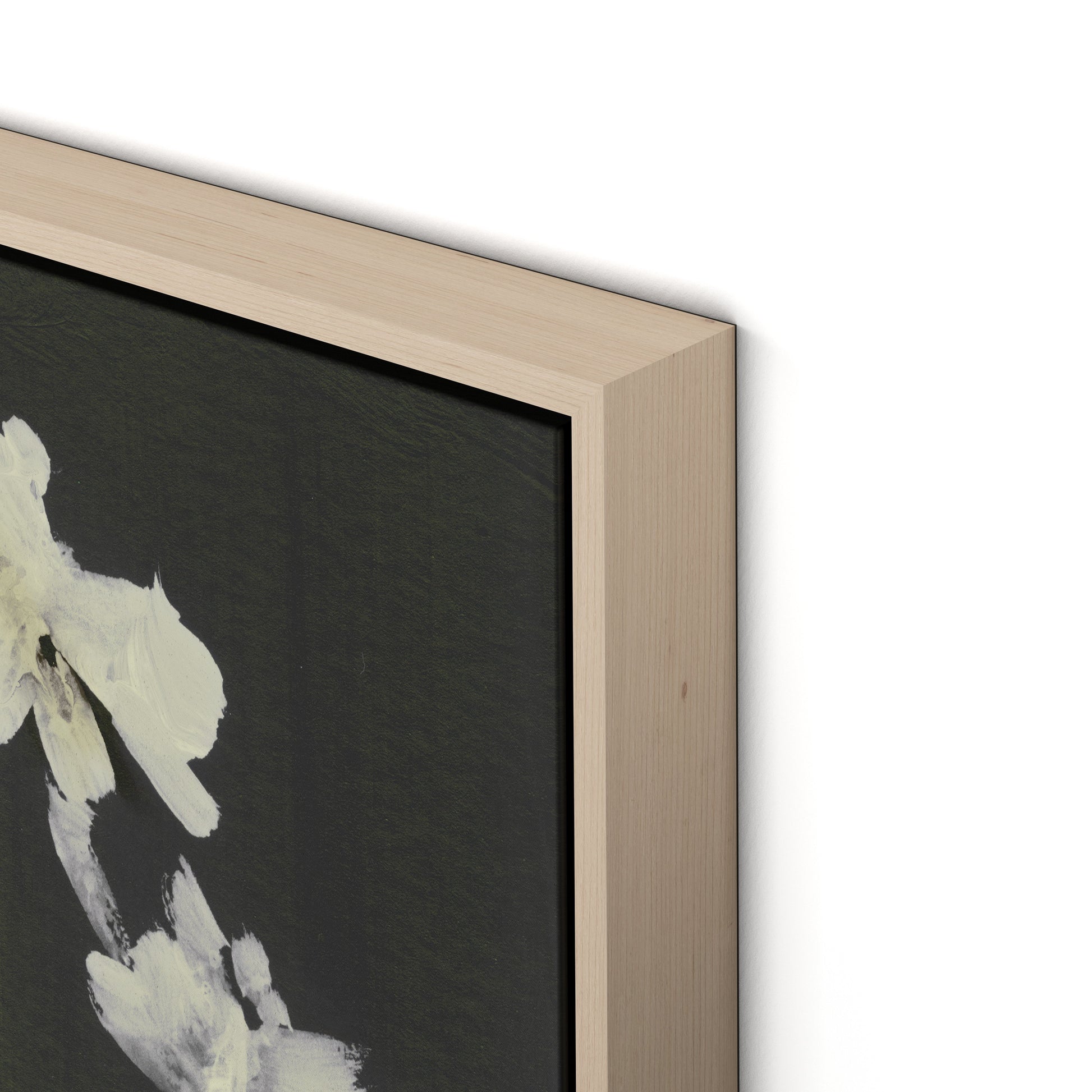 White Blooms Canvas Floater Framed / 32 x 32 in / Natural Maple