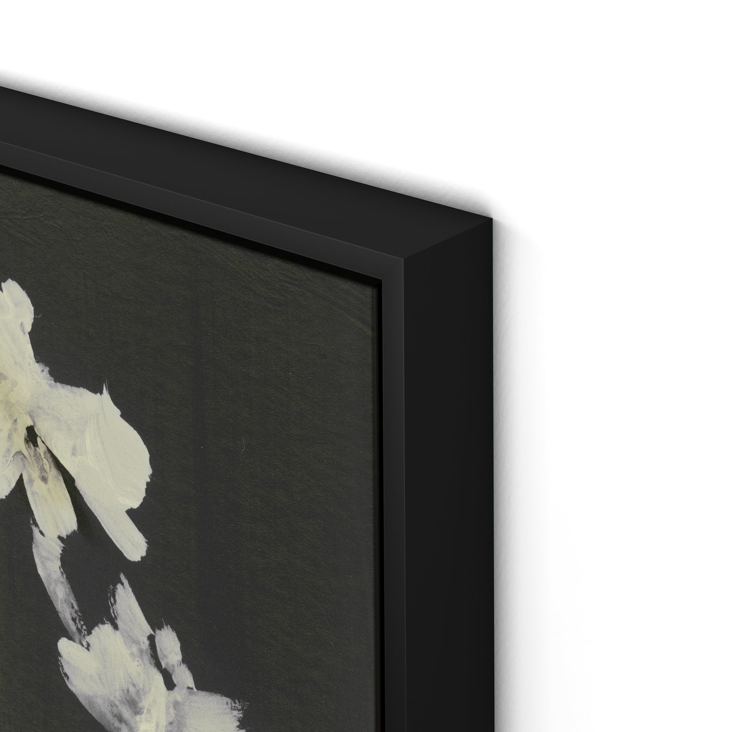 White Blooms Canvas Floater Framed / 32 x 32 in / Black