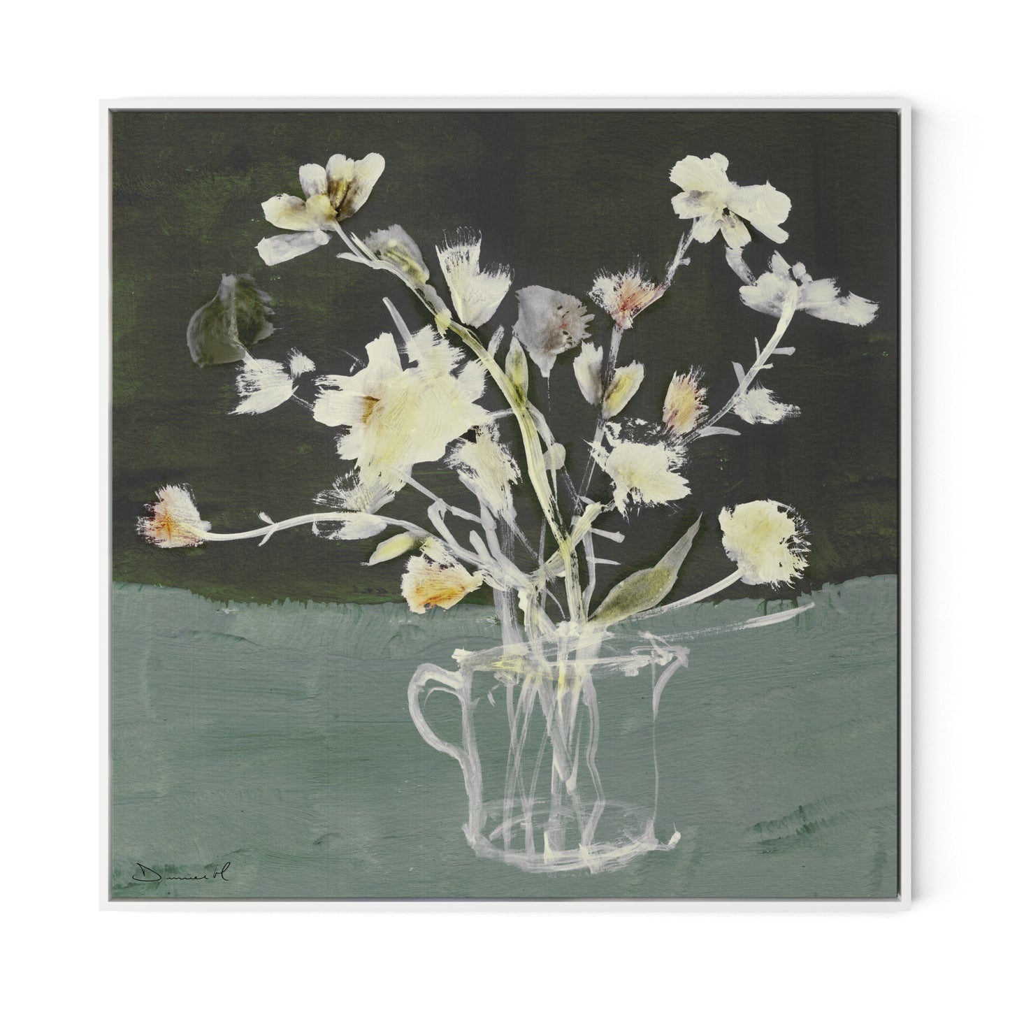 White Blooms Canvas Floater Framed / 32 x 32 in / White