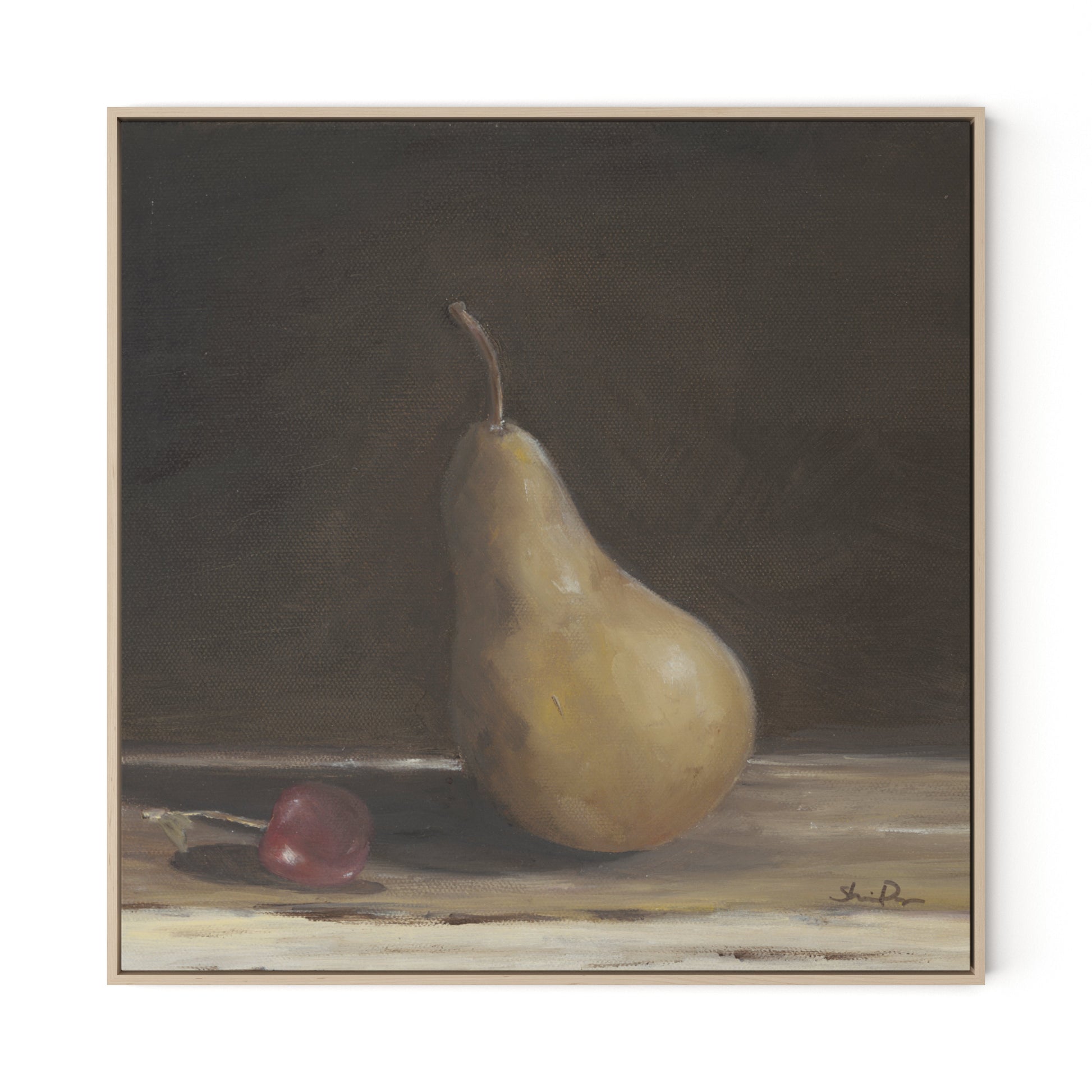 Pear I Canvas Floater Framed / 32 x 32 in / Natural Maple
